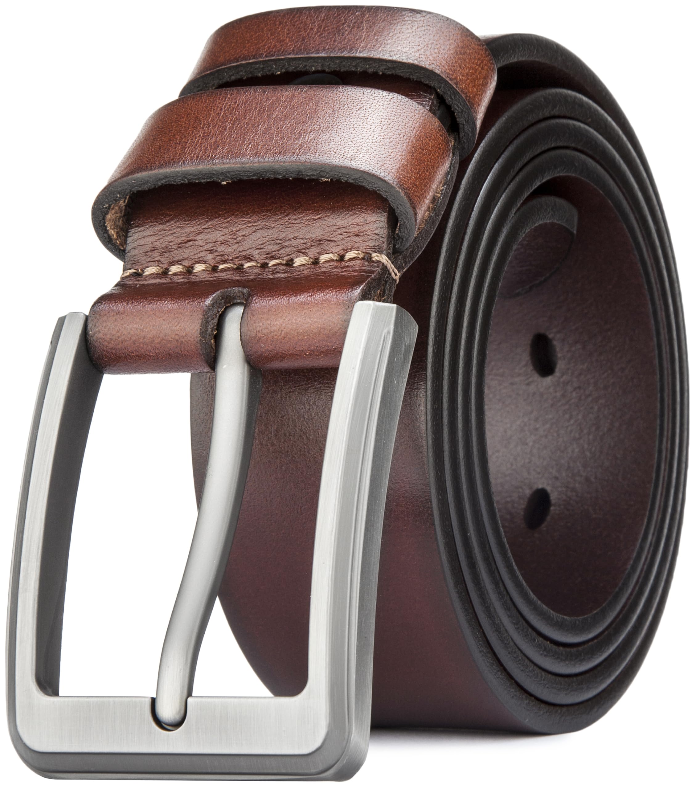 Cinturones para hombre, cinturón grueso de cuero de grano completo para hombre, cinturón casual de 1 1/2 pulgadas de ancho, cinturón casual ajustable para adaptarse