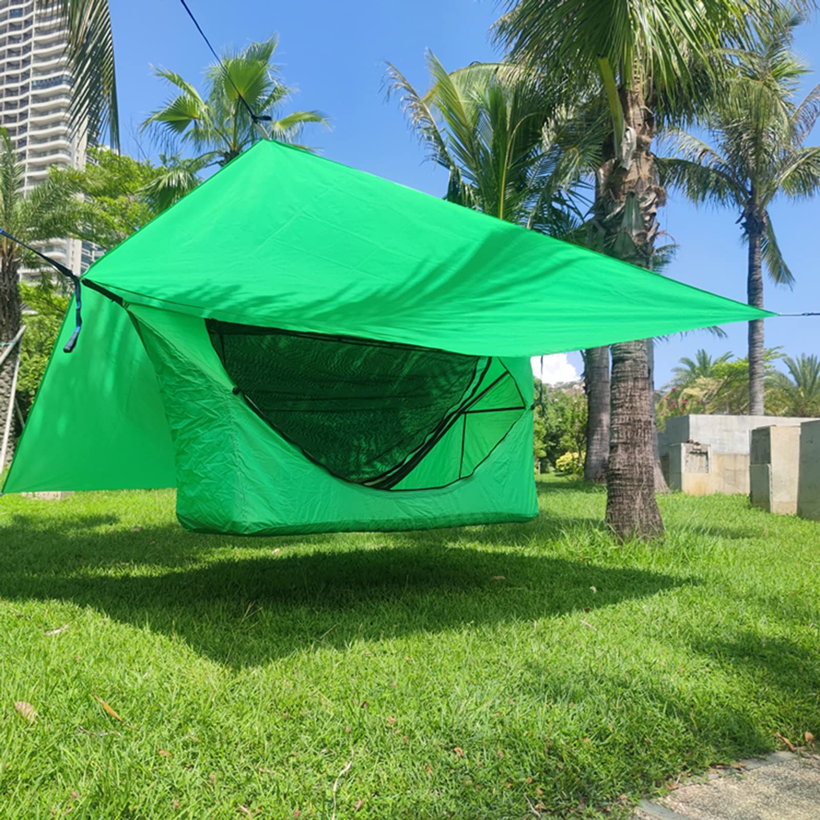 Amaca da campeggio singola con rete leggera e portatile, altalena per dormire con zaino in spalla, viaggi, spiaggia, cortile, escursionismo, casa