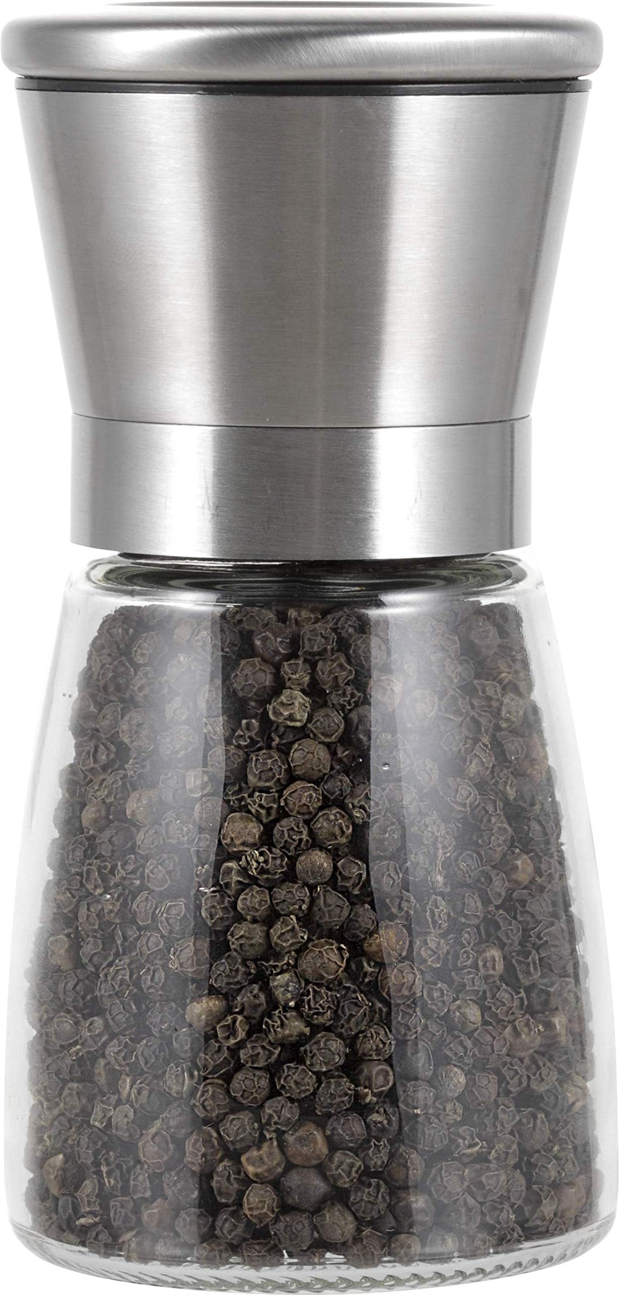 Peppertones Paris French Gourmet Black Indochine Cambodian Kampot Pepper Peppercorns(Whole) Glass Mill, 3.5oz(100g)