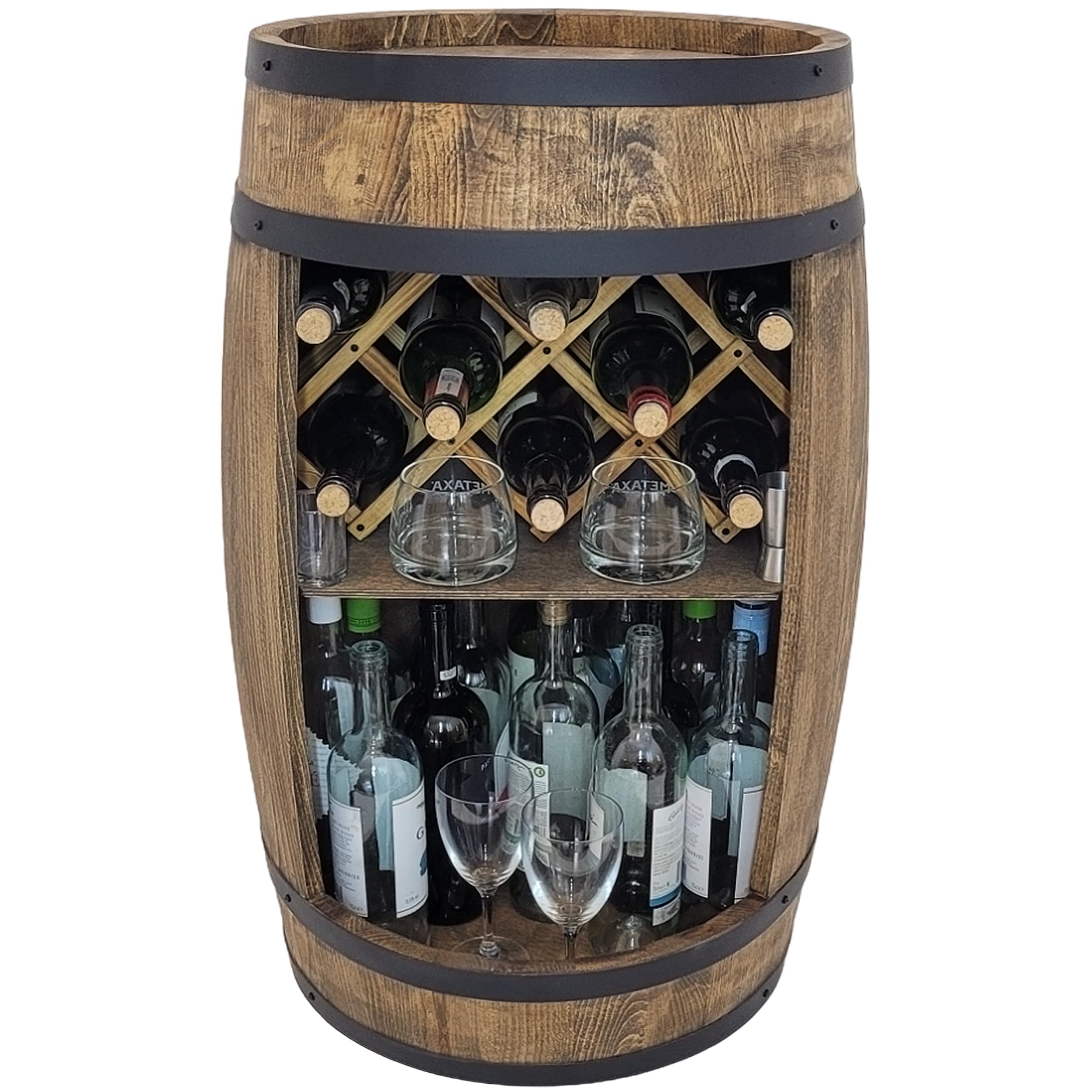 Barril de Madera Con Soporte para Vinos, 80 x 50 cm, Minibar, Whisky