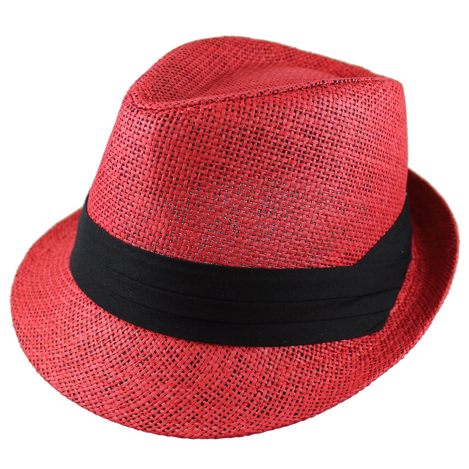 Gelante Summer Fedora Panama Straw Hats with Black Band