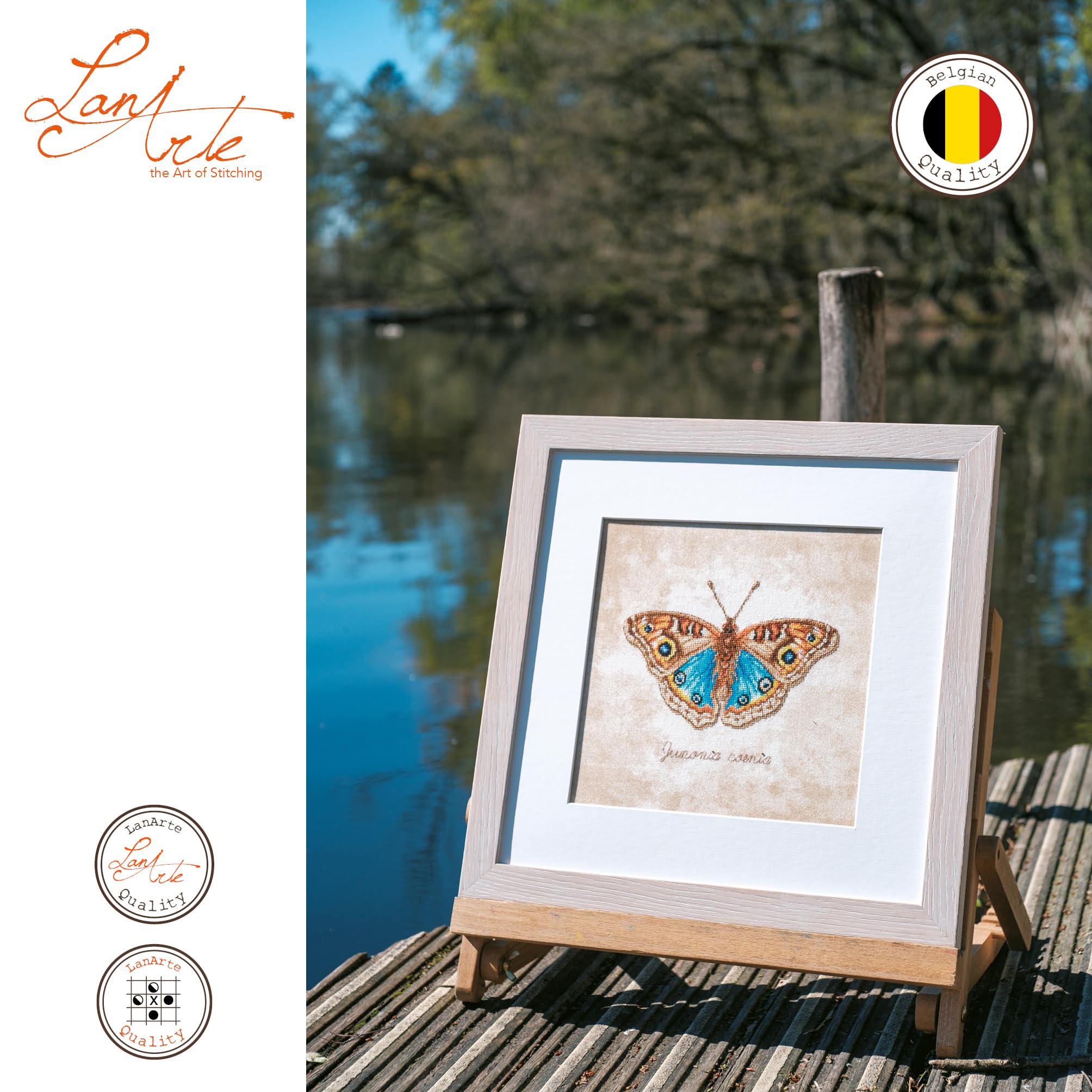 LANARTE Haft Krzyżykowy Liczony Zestaw Obraz do Haftu JUNONIA COENIA Zrób to Sam Zestaw Kreatywny dla Dorosłych Rękodzieło Artystyczne 21 x 21 cm Dekoracja Ścienna DIY Cross Stitch Kit