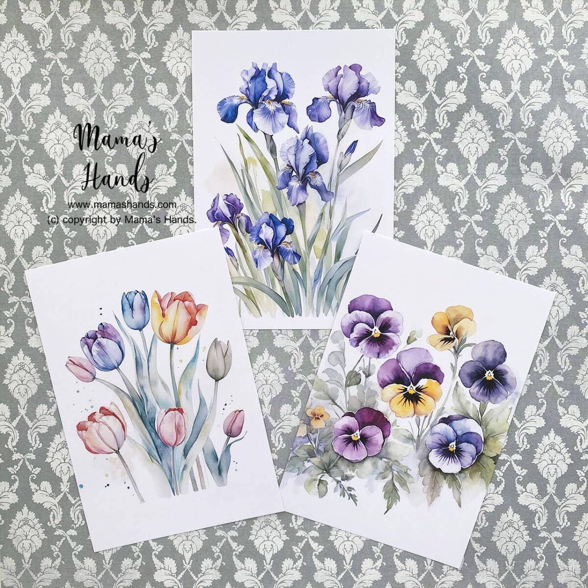 Amazon.co.jp: チューリップ あやめ パンジー 水彩画 イラスト アート