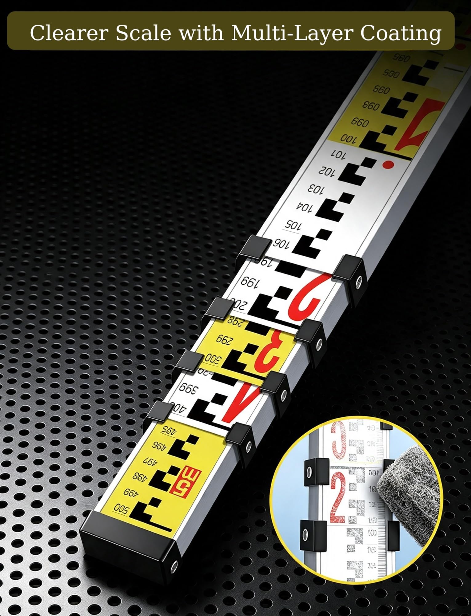 Mira telescópica de Aluminio con Nivel de Burbuja para topografía y construcción.