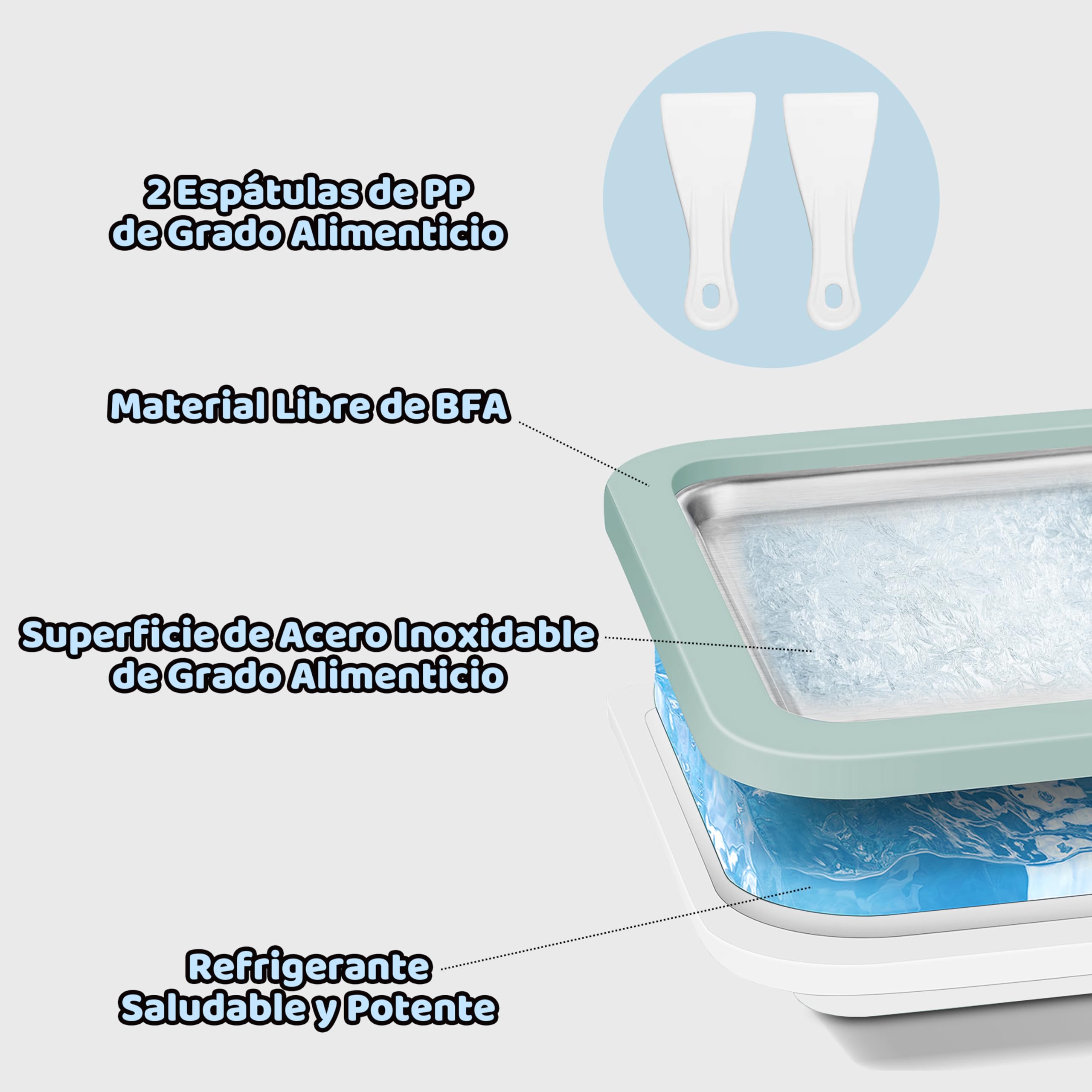 JoyMech Plancha para Hacer Helados, Plancha de Hacer Helados, Plancha para Hacer Ice Cream Rolls, Incluye 2 espátulas, Ideal para Preparar Helado Enrollado Casero y Yogur Helado (Verde)