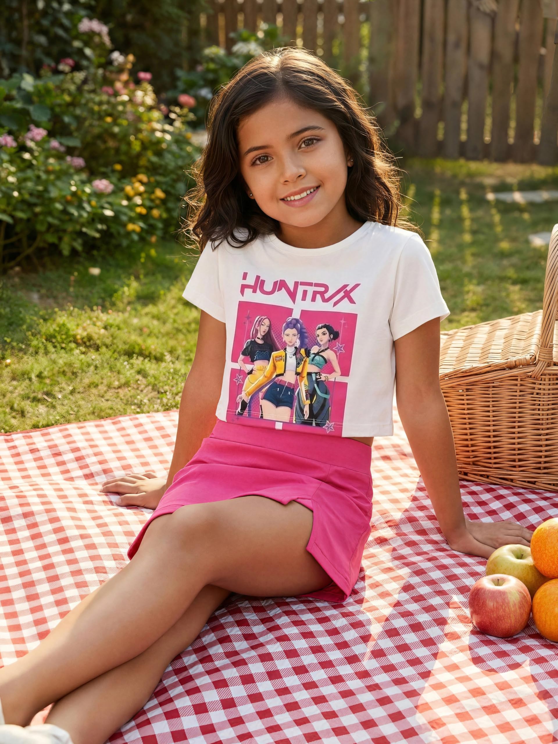Conjunto K-Pop Niña Camiseta Crop Manga Corta y Falda Pantalón. Moda Anime Infantil. Conjunto Idol Coreano. Conjunto de Verano para Niñas de 4 a 14 Años — view 5