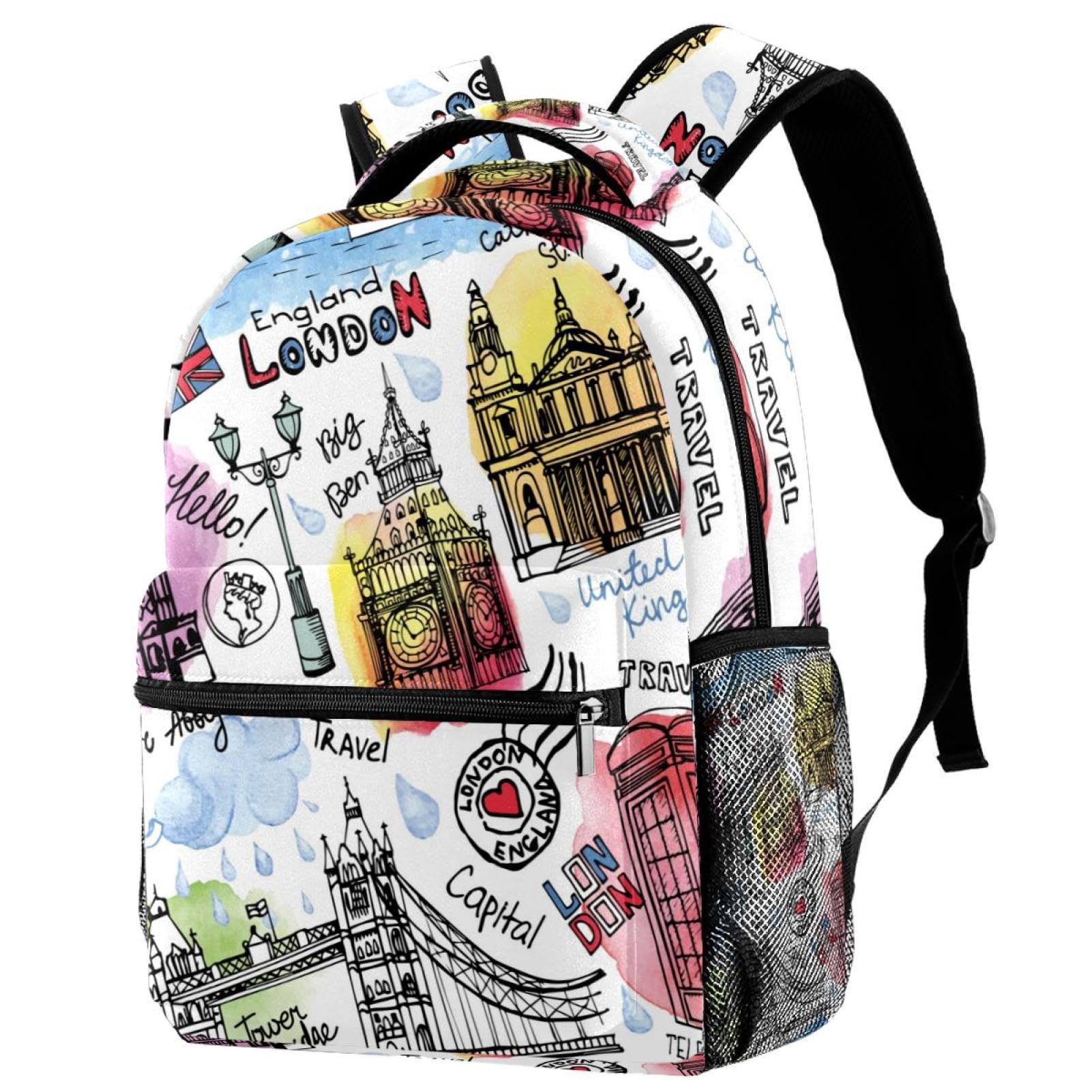 Sac à dos imprimé architectural de Londres multicolore grand format - 7