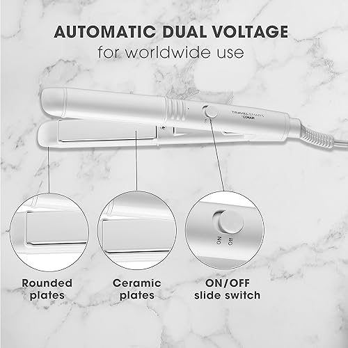 Miniatura 2 de Conair Travel Smart - Plancha de viaje portátil, plancha de cerámica de 12 pulgada con almacenamiento en color blanco