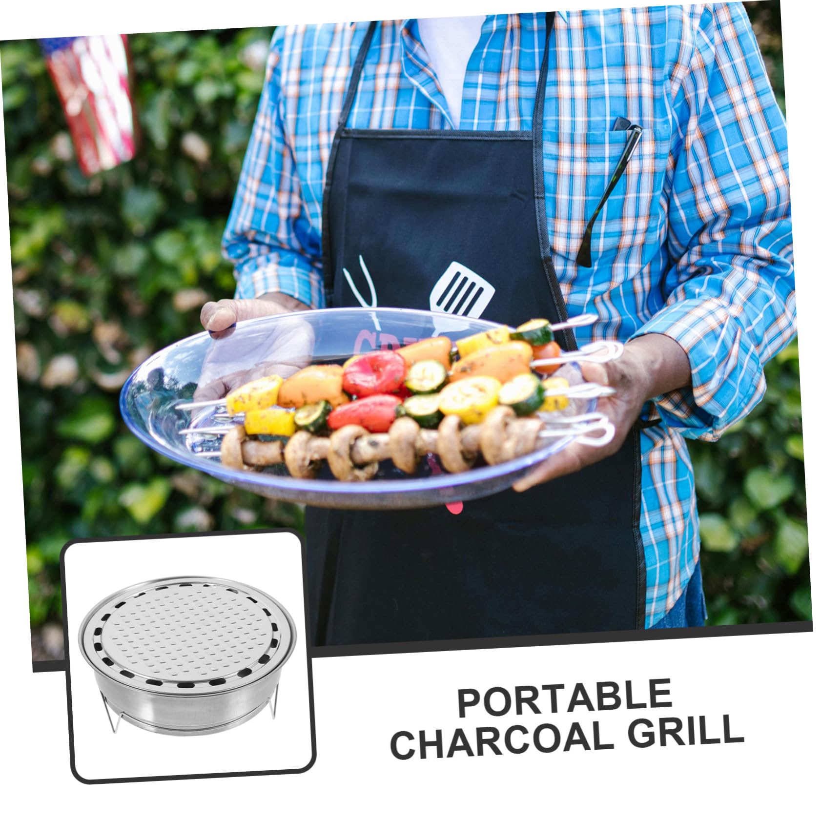VANZACK Portable Stainless Steel Bbq Grill Stove for Outdoor Camping Easy-clean Cooking Grates for Picnics and Parties