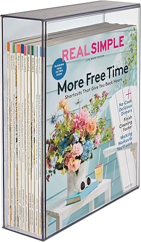 STORi STAX - Revistas de plástico en gris clásico Organiza carpetas de archivos, cuadernos y papel en este estante organizador de escritorio