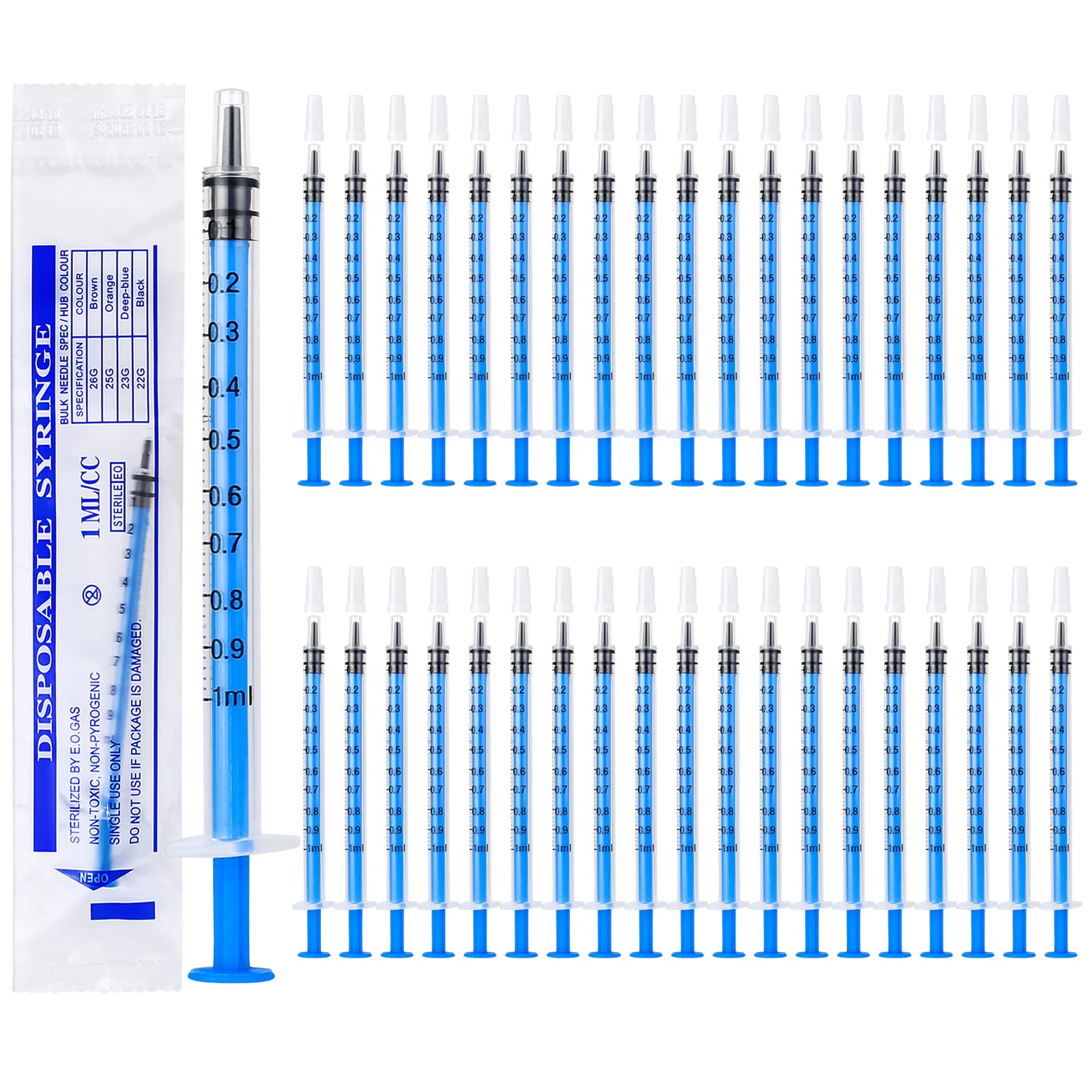 1ml Plastic Syringes,40Pcs Plastic Syringe Without Needle,Small Syringe with Cap for Pet Feeding Infant Colostrum Medicine Dispensing Liquid Measuring,Individually Wrapped