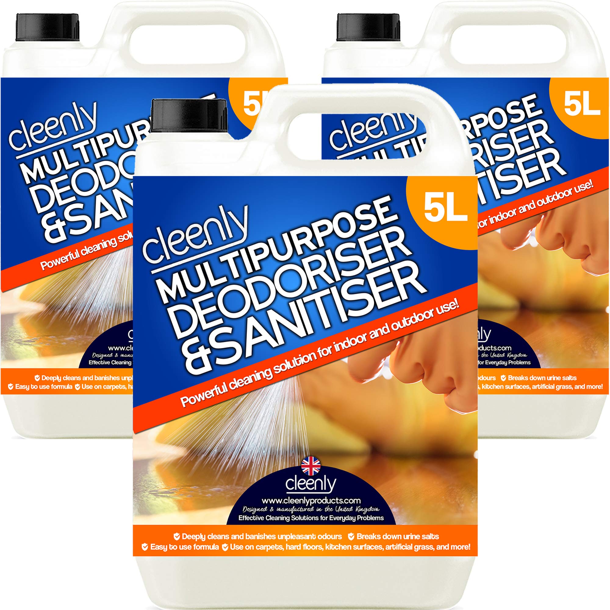 Cleenly Multipurpose Sanitiser and Deodoriser - Removes Dirt, Germs, Stains & Odours - Breaks Down Urine Salts Perfect for Pet Owners (15 Litres)