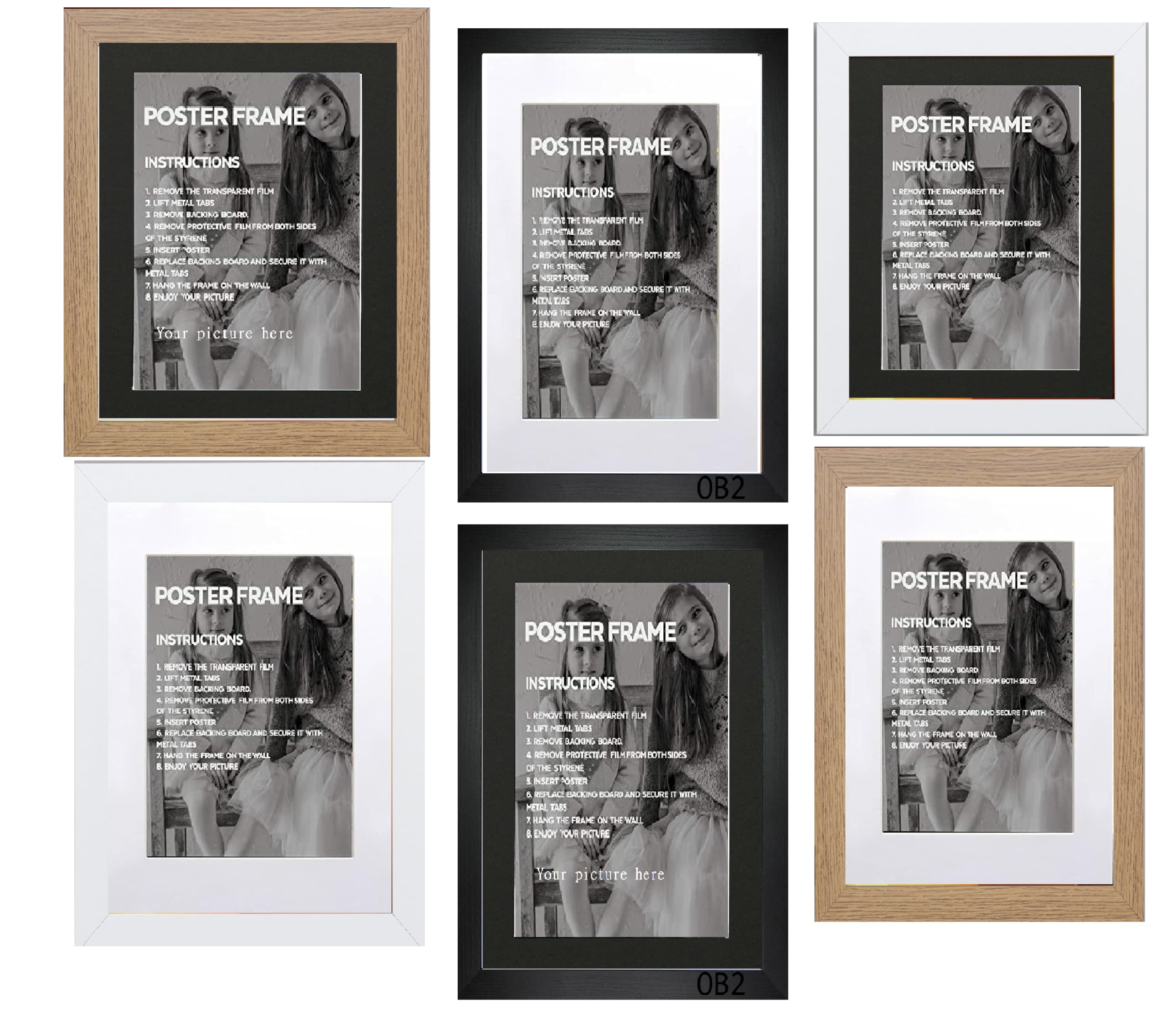 Ob2h Oak Frame With Black Mount Black, White, Oak, Photo,Picture, Frames With White,Black Mount (, 20X16"Frame For 15X10"Picture Size)