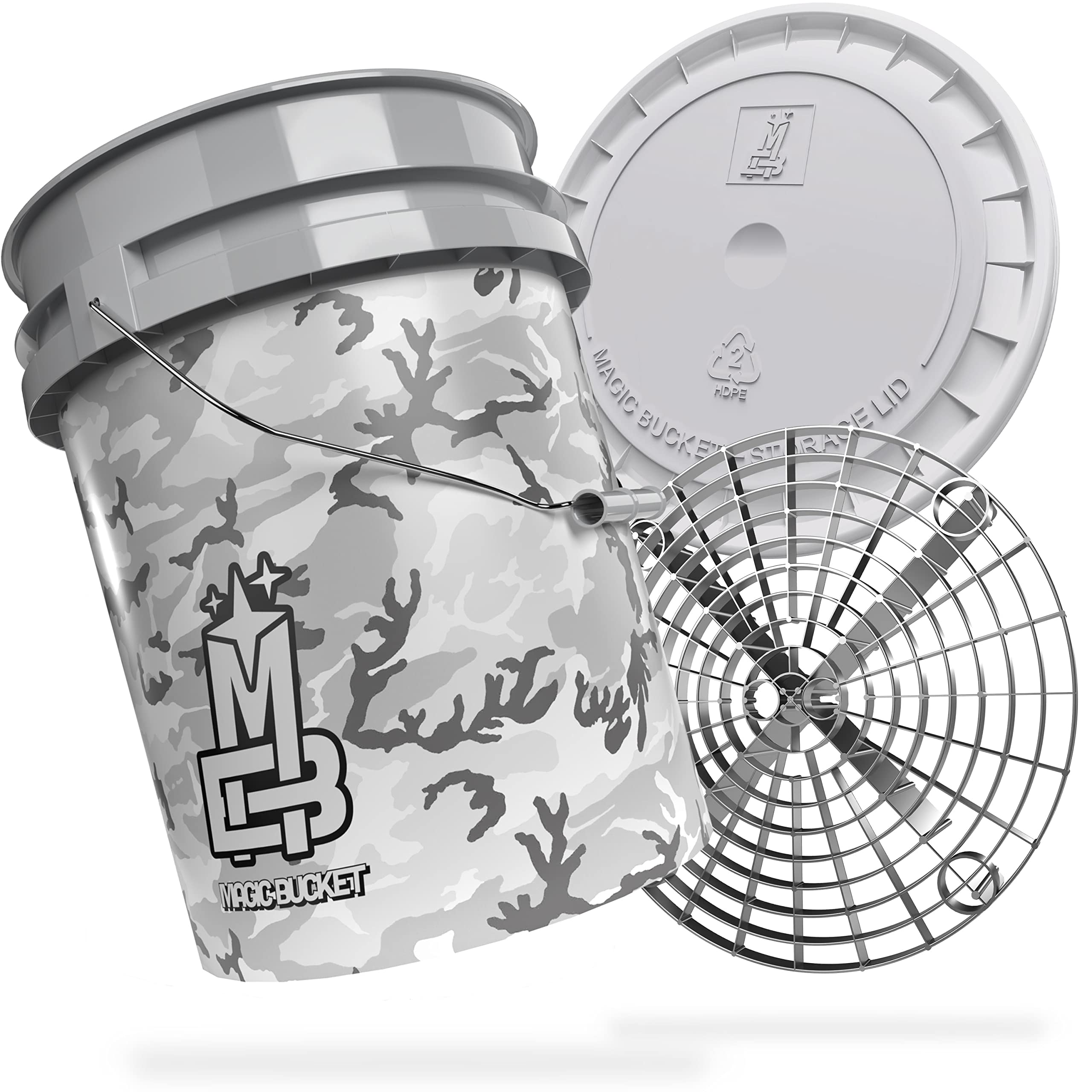 Magic Bucket | Paquete de Lavado a Mano | Cubo de Lavado con Tapa de Cubo a Juego 5 US GALLONS Aprox. 20 litros | con Inserto de Cubo Grit Guard Colador de Suciedad | Set de Lavado