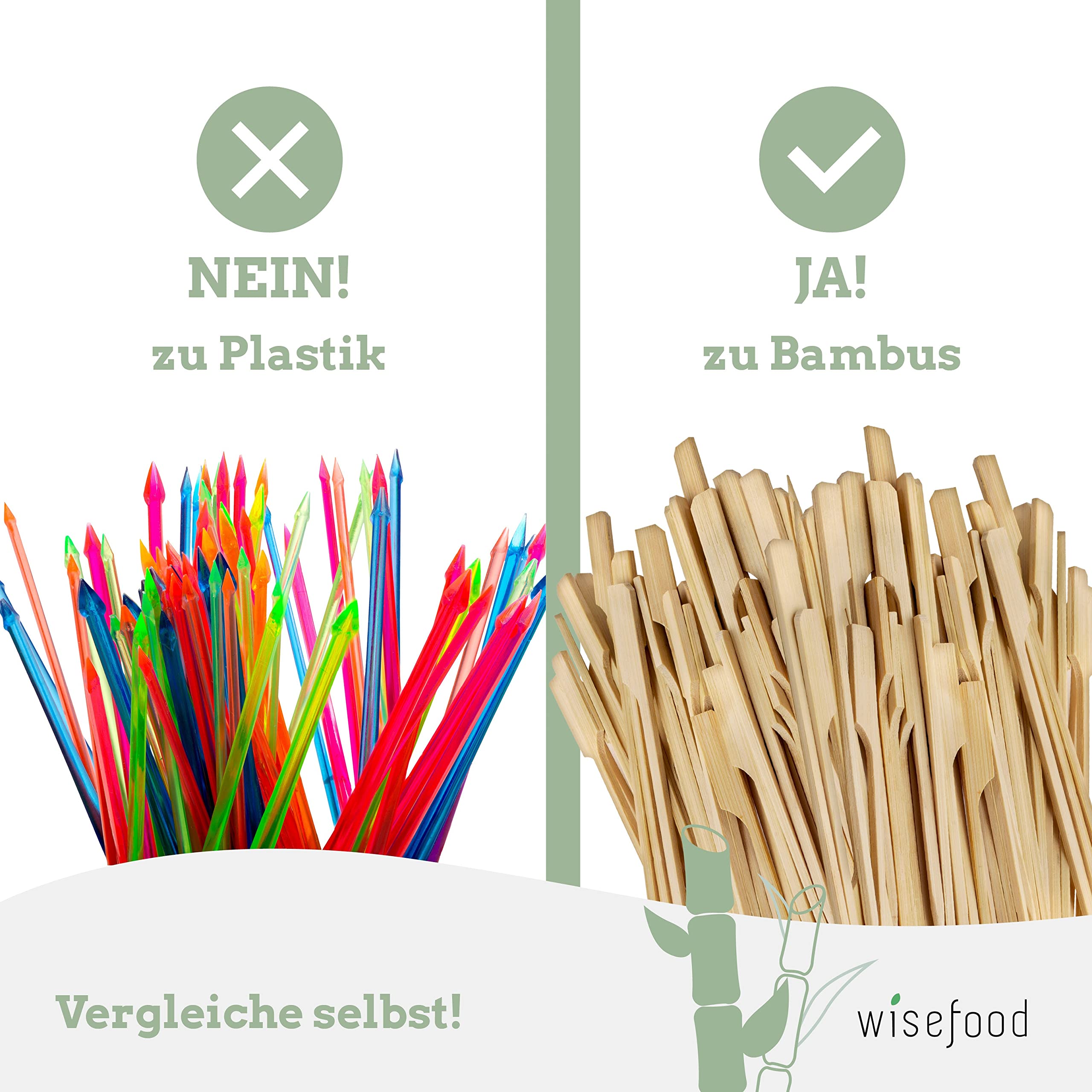 wisefood rożen na przekąski, 12 cm, 250 sztuk drewnianych szaszłyków do koktajli, szpikulce do grilla, jednorazowe sztućce, biodegradowalne, naturalne, stabilne, przyjazne dla środowiska