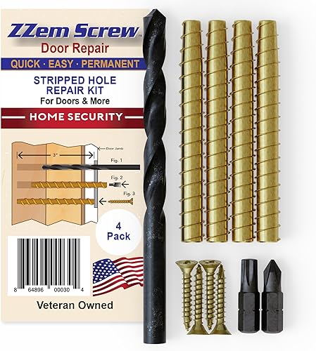 Paquete de 4 – Kit de reparación permanente de bisagras de puerta #9x3 – Reparación de orificios de tornillo fácil – Refuerza las bisagras de