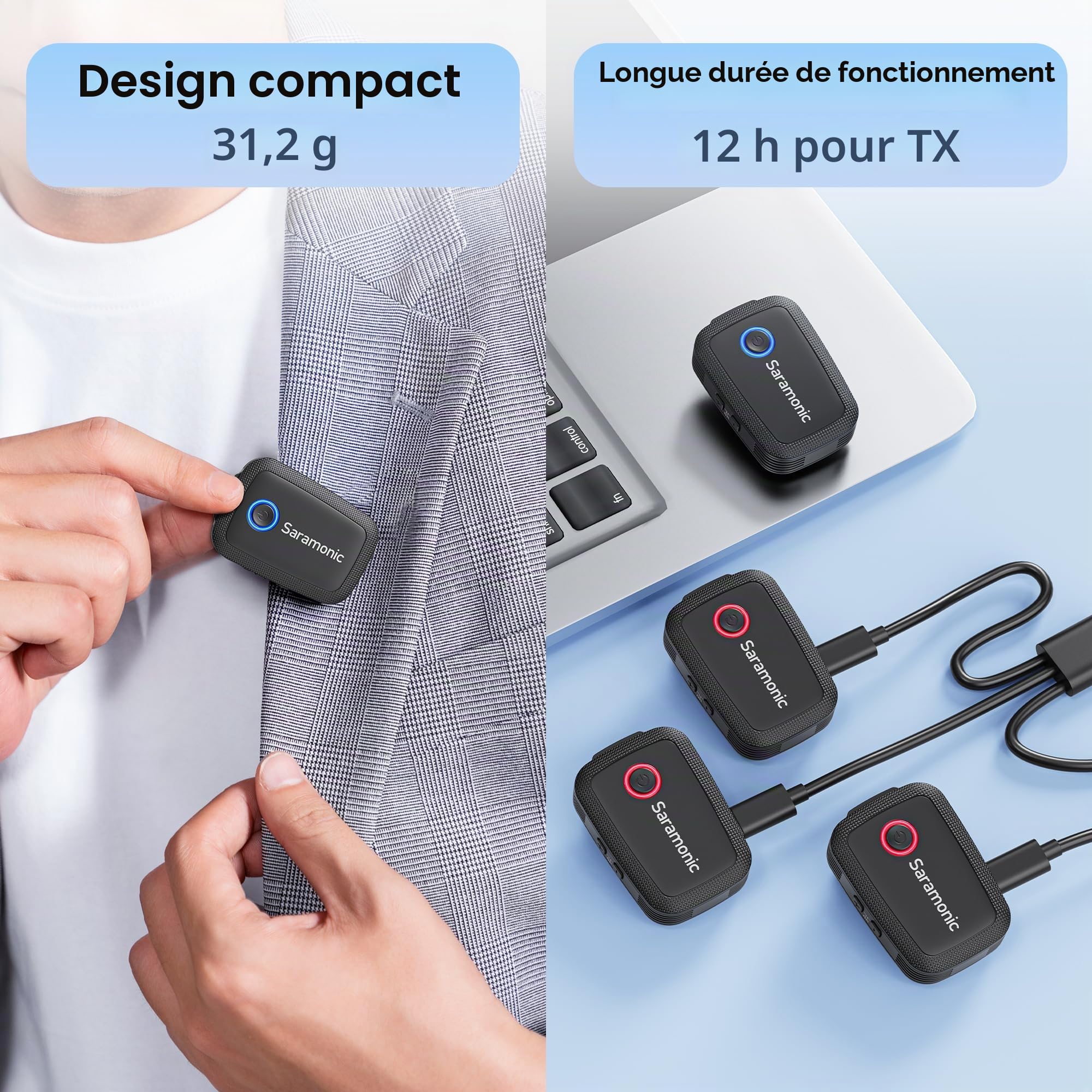 Saramonic Blink 500 T4 Version 4 personnes, microphone cravate sans fil, pour scénarios de prise de vue multi-personnes, 2,4 GHz, son 24 bits, pour reflex numérique, caméscope, smartphone, YouTube