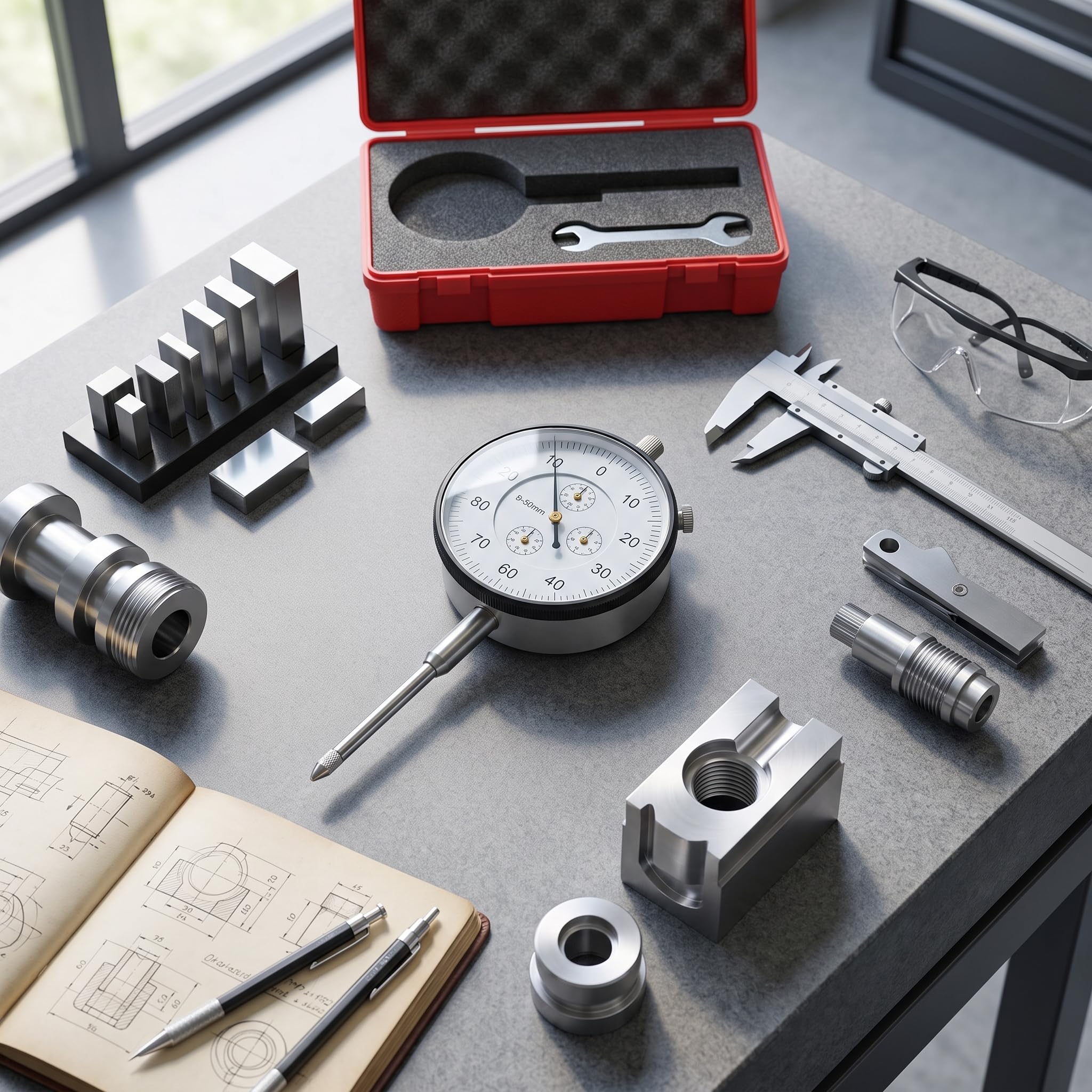 Hyuduo Mechanische Messuhr 0,01 mm Präzision 0-50 mm Edelstahl Messgerät für Präzisionsmessung Werkstatt Fertigung Werkzeugmaschinen Bearbeitung