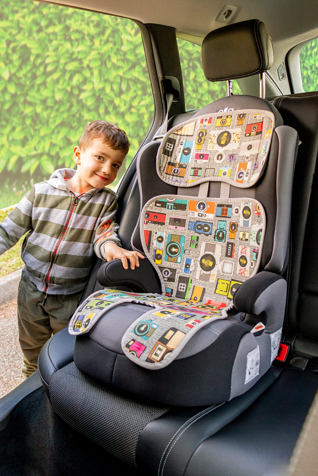 BIBO Fresh - Funda de Asiento Reversible de Verano, antisudor y Transpirable para Asientos de Coche y cochecitos. Material Fresco y práctico Fabricado en Italia. Papel Textil y algodón