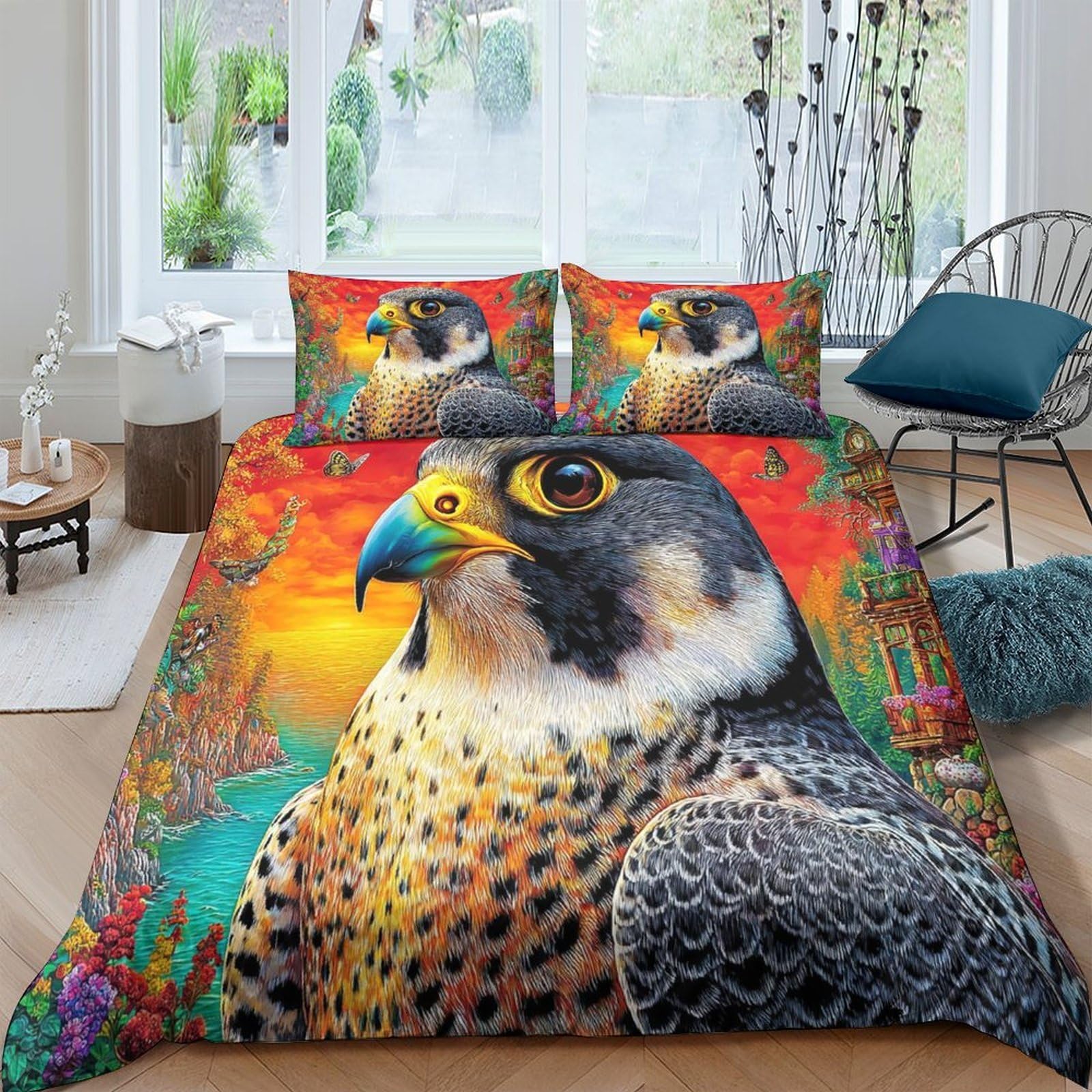 Set de literie animal peint au néon en microfibre avec housse de couette super king 260x220cm