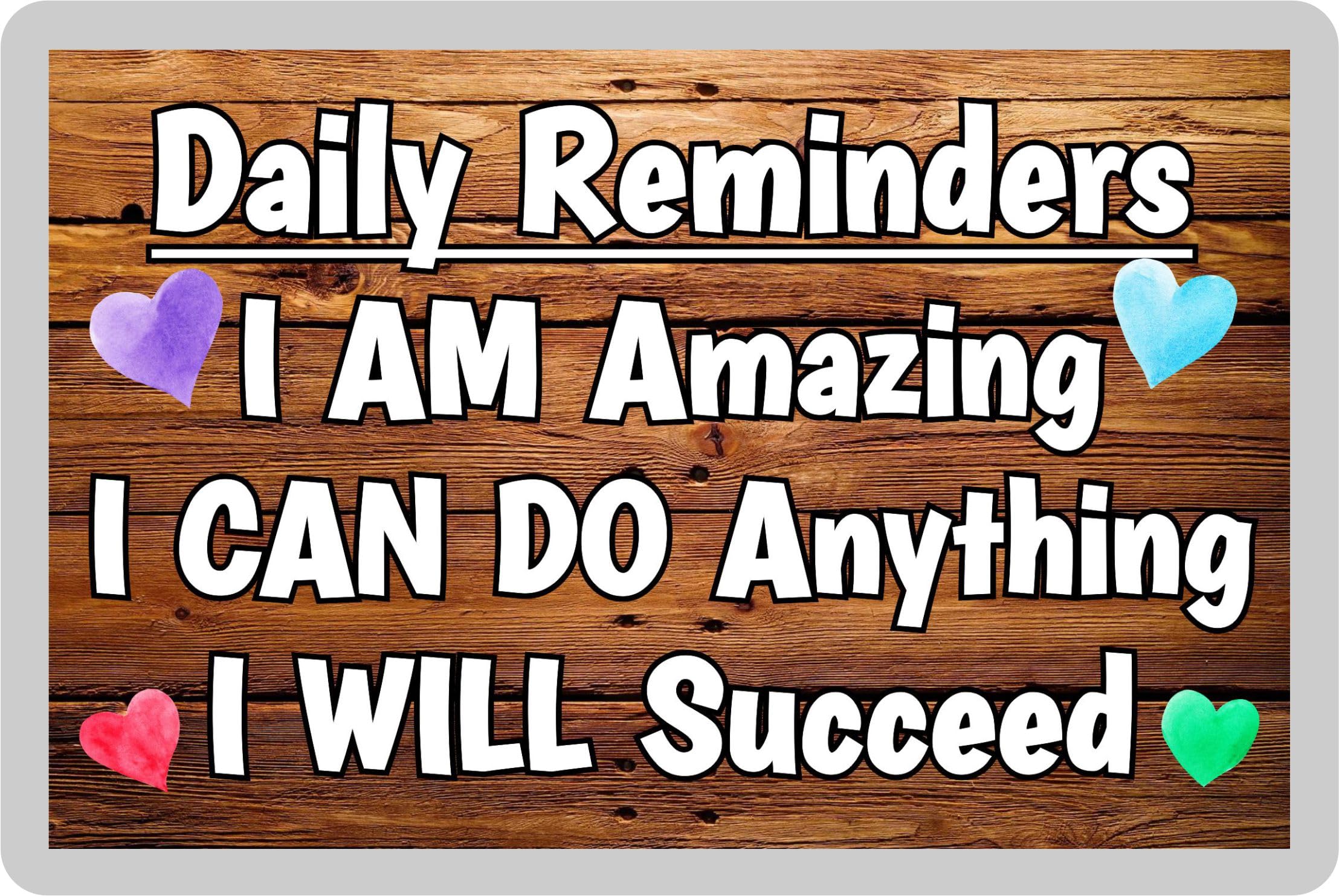 Decalarama Positive Thinking Fridge Magnet Gift – Daily Reminders I Am Amazing I Will Succeed - Novelty Gift Present