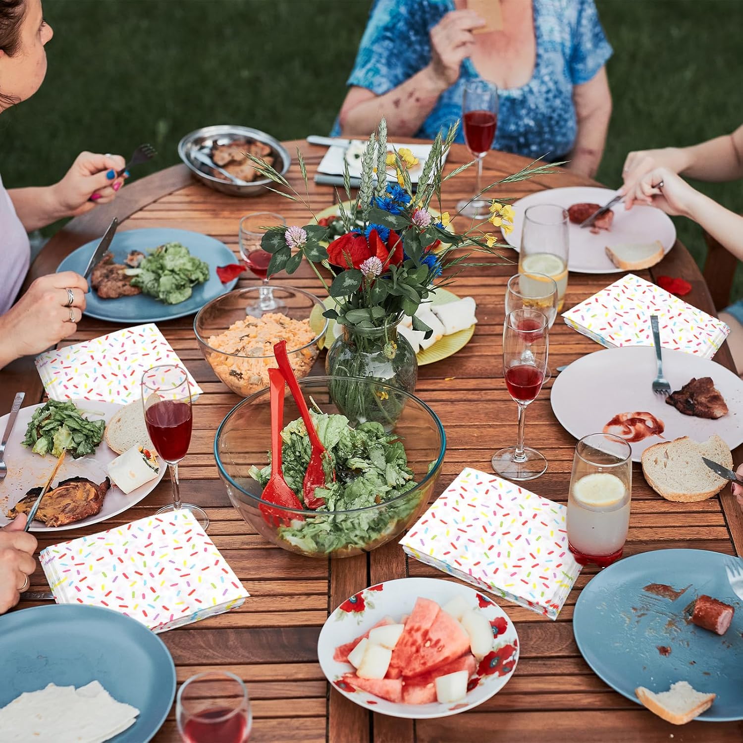 Crtiin 150 Pcs White Donut Sprinkles Napkins 2 Ply Disposable Cocktail Napkins for Baby Shower Birthday Ice Cream Party Supplies - Image 6