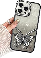 Vista 9 de BITOBE Diseñada para iPhone 16 Pro Max, Bonita Funda de Mariposa 3D Delgada con Chapado Brillante Reluciente de Lujo para Mujeres y Niñas Protectora