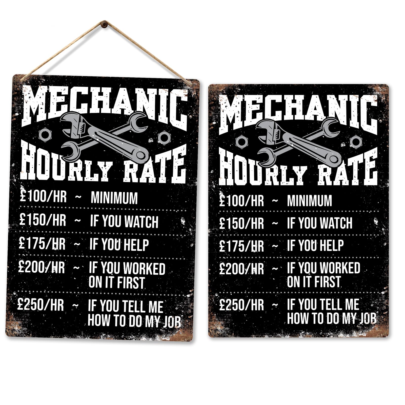 Mechanic Hourly Rate | Printed Metal Plaque/Sign