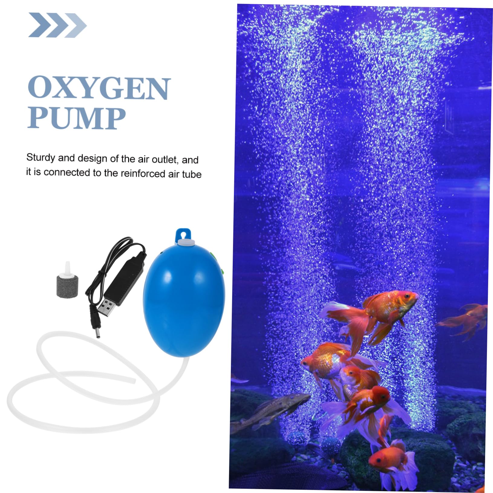 Sosoport Aquarium Sauerstoffpumpe Wiederaufladbare Fisch Luftpumpe Ballonpumpe Vakuum Autoluft Tauchwasserpumpe USB Fahrradpumpe Wasserpumpe Elektrisches Aquarium Abs Blau