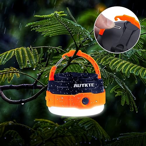 Miniatura 5 de AUYKTE Luz LED recargable para campamento, linterna de campamento de manivela, luces portátiles USB, 10 modos de luz, adecuada para emergencias,