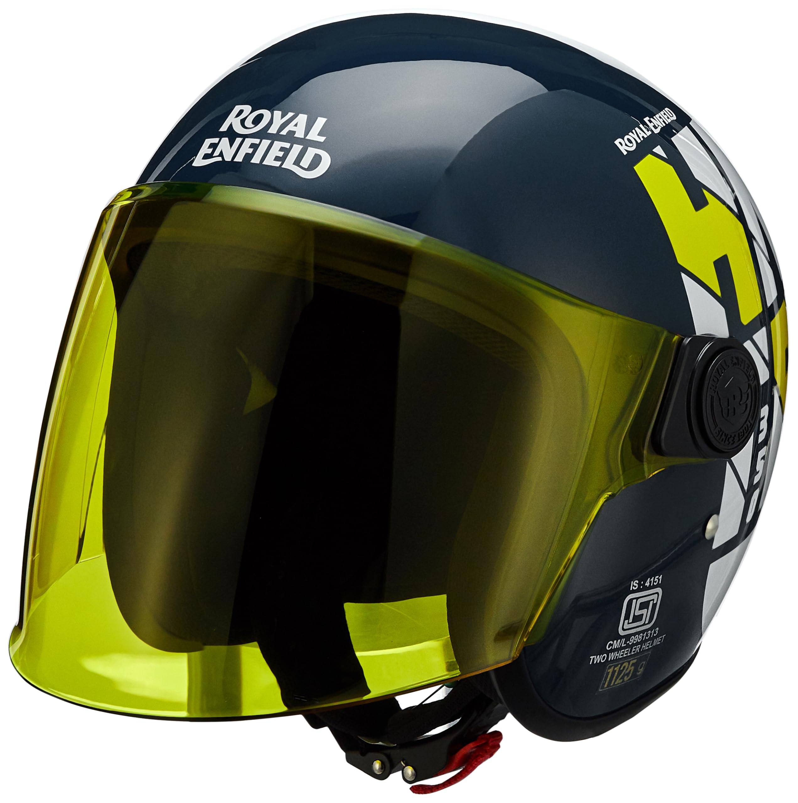 Royal Enfield Hunter Copter Lagoon Blue Helmet (M) 57CM | Fit: Regular | Certification: ISI | Material : ABS | Type: Open FACE with Visor | Gender: Unisex