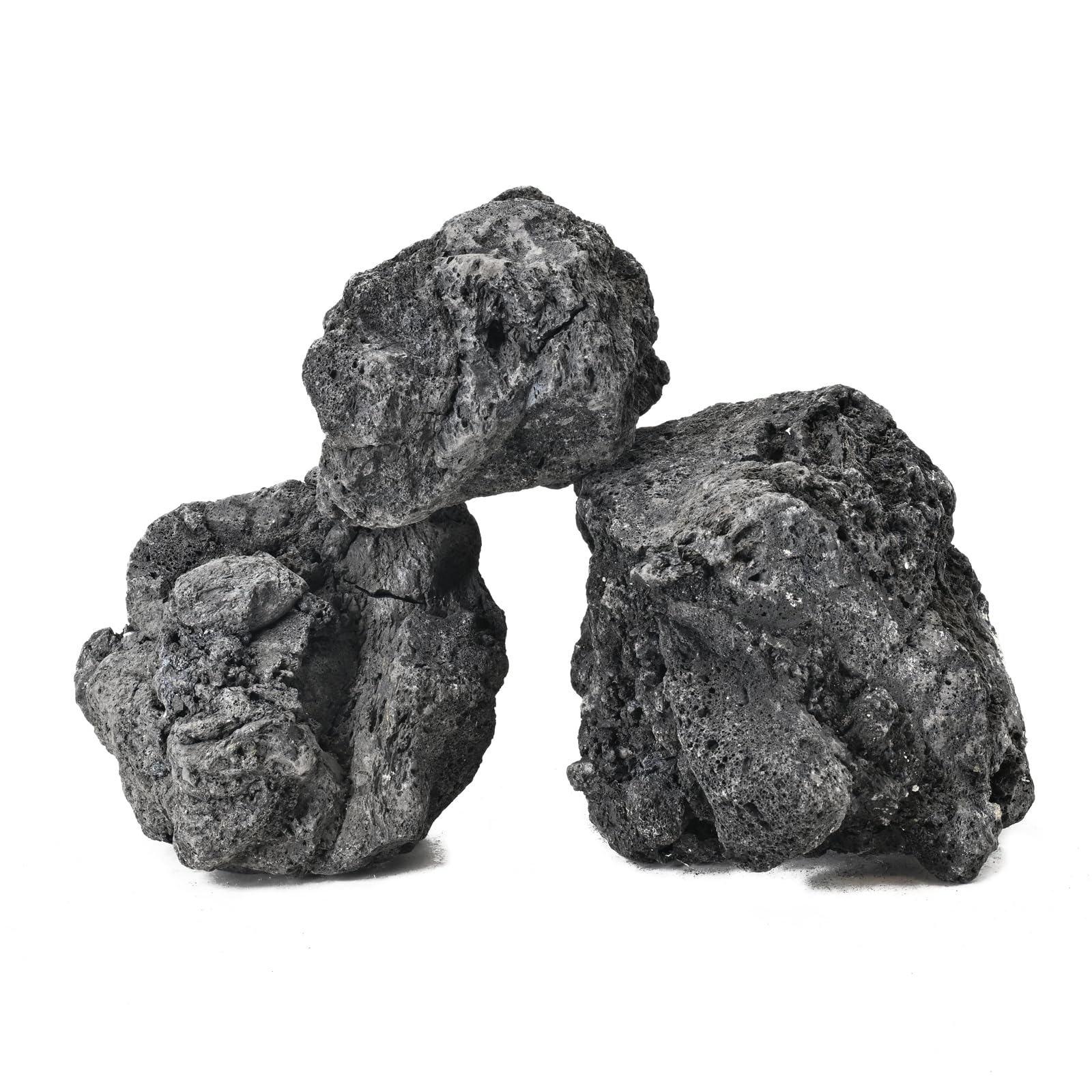 Rocas de Lava Negra 2,25 kg Piedra volcánica Natural para Acuario brasero macetas de suculentas bonsái y decoración de jardín,3 Piezas 10-15 cm