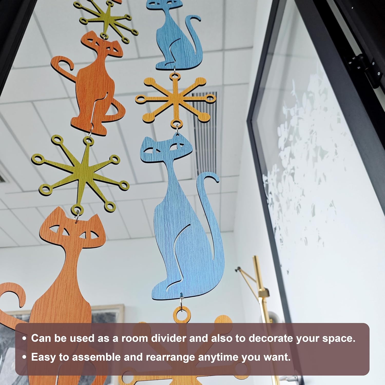 MidModArt 12PCS Retro Mid Century Modern Wall Art MCM Decor for Living Room Bedroom Kitchen Study, Atomic Cat & Starburst 13.1"x58.2"