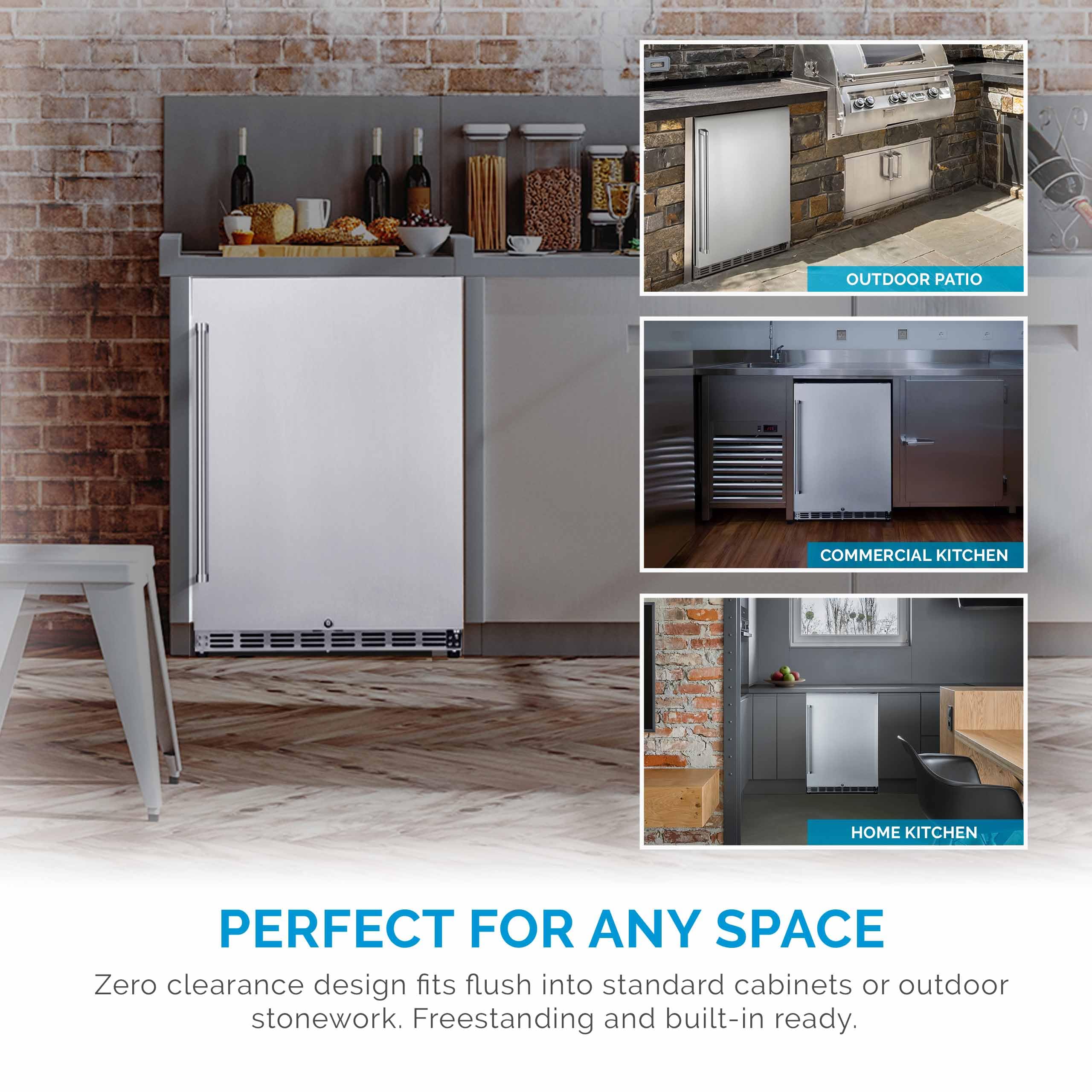 NewAir 24" Commercial Built-in or Under Counter Refrigerator | 5.3 Cu. Ft. Weatherproof Outdoor Fridge for Patio, Indoor & Commercial Use | Stainless Steel on Fridge.com