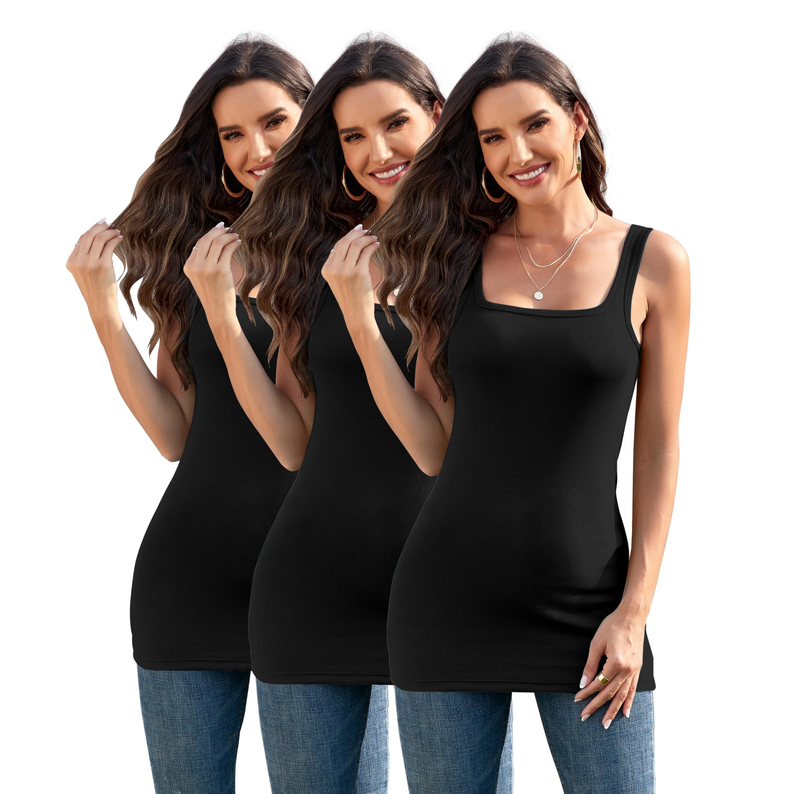 Photo 1 of DYLH Women's Ribbed Tank Tops - 3 Pack