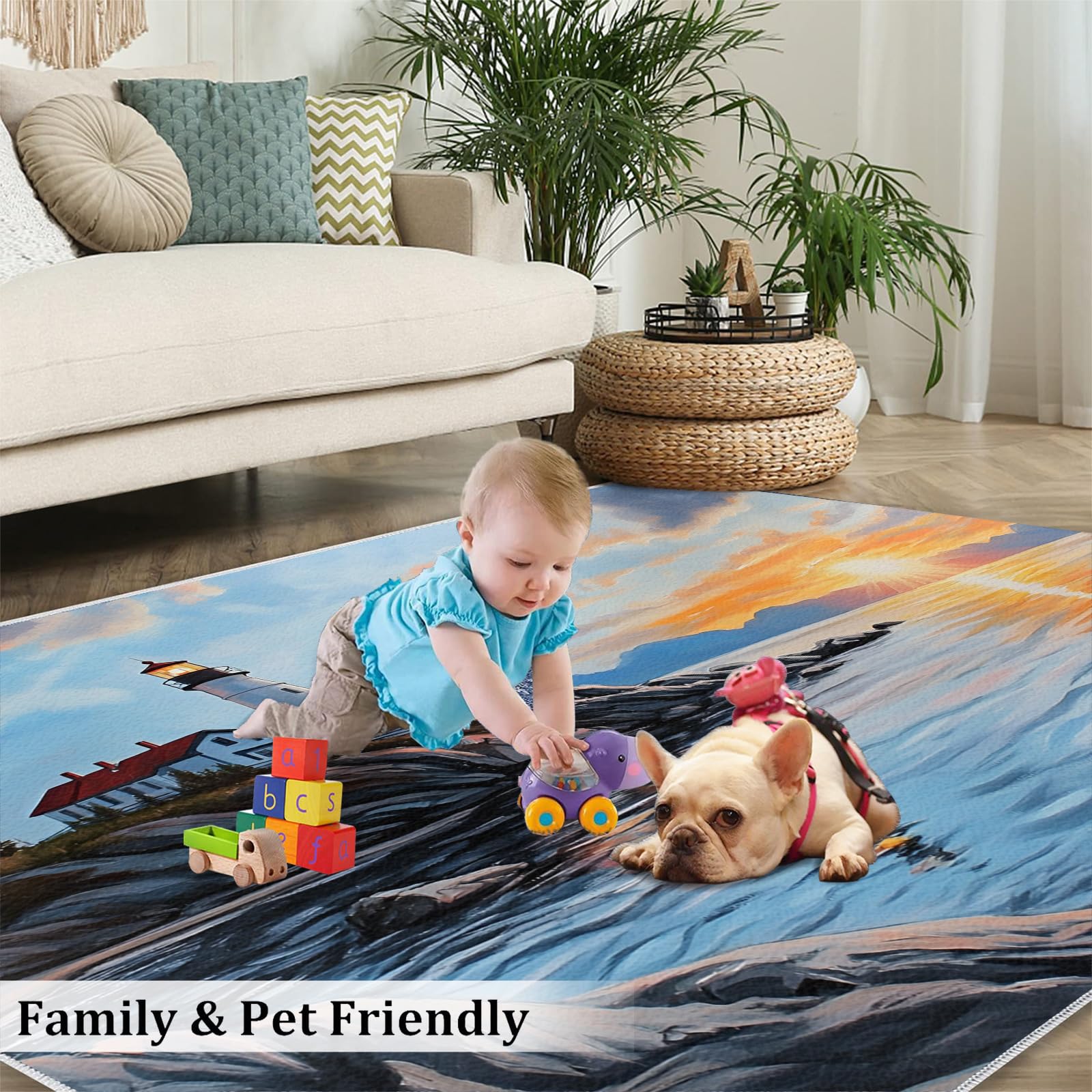Amazon.com: Seaside Rug - 3x5 Rug, Seascape Rugs for Living Room