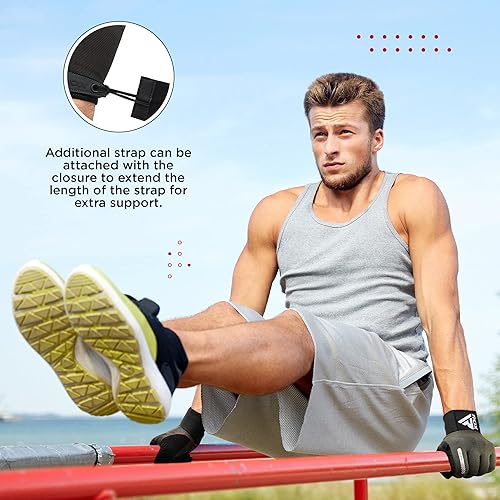 Miniatura 6 de RDX Guantes de levantamiento de pesas con soporte de muñeca, pantalla táctil, entrenamiento de gimnasio con dedos completos, agarre acolchado