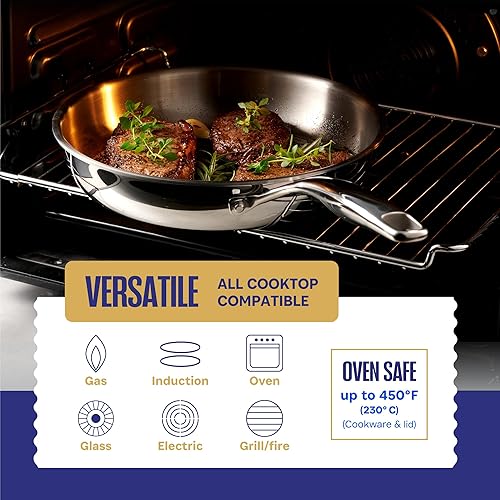 Miniatura 5 de Legend - Juego de utensilios de cocina de acero inoxidable de 5 capas 14 piezas el mejor juego de ollas y sartenes pesadas juego de sartenes y ollas