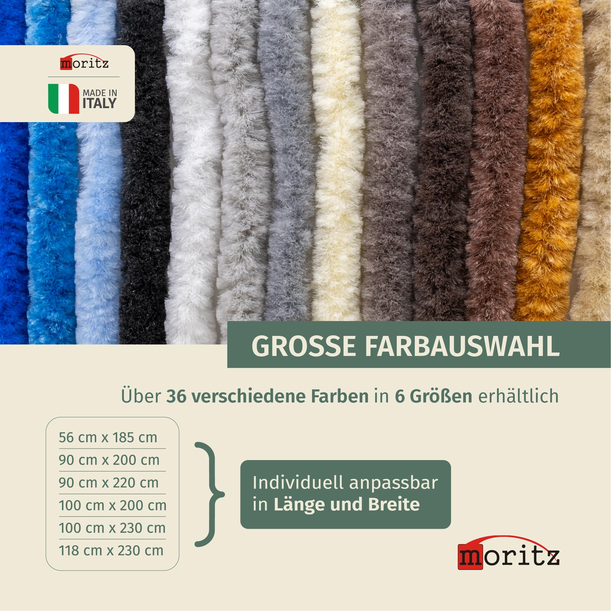 Moritz Rideau de porte en chenille - 90 x 200 cm - Orange - Moustiquaire - Pour camping, caravane