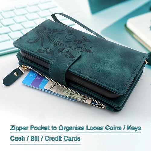 Miniatura 4 de Lacass Funda para Samsung Galaxy A14 5G 2023, 12 ranuras para tarjetas Soporte para dinero en efectivo para tarjetas de identificación, bolsillo con