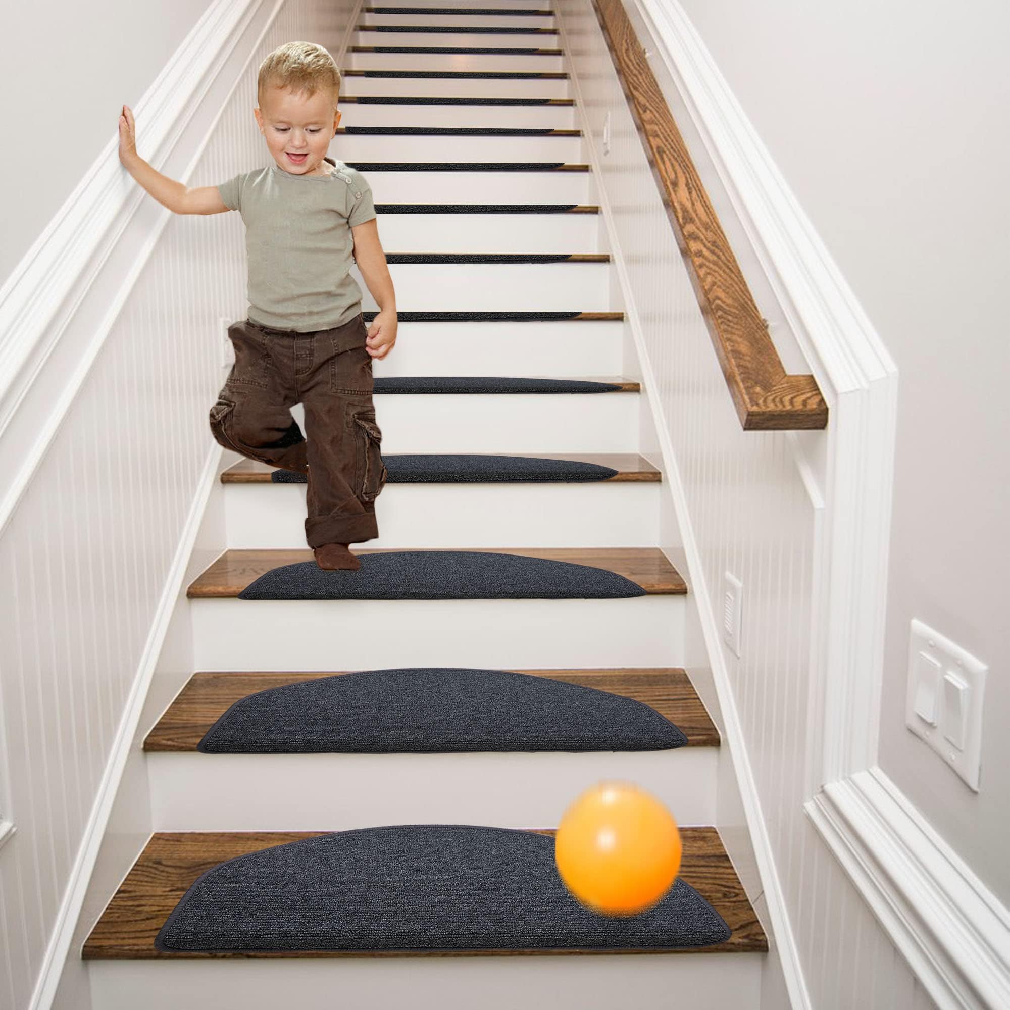 uyoyous Rubber Stair Treads (5Pack) Wrought Rubber Stair Pads Anti