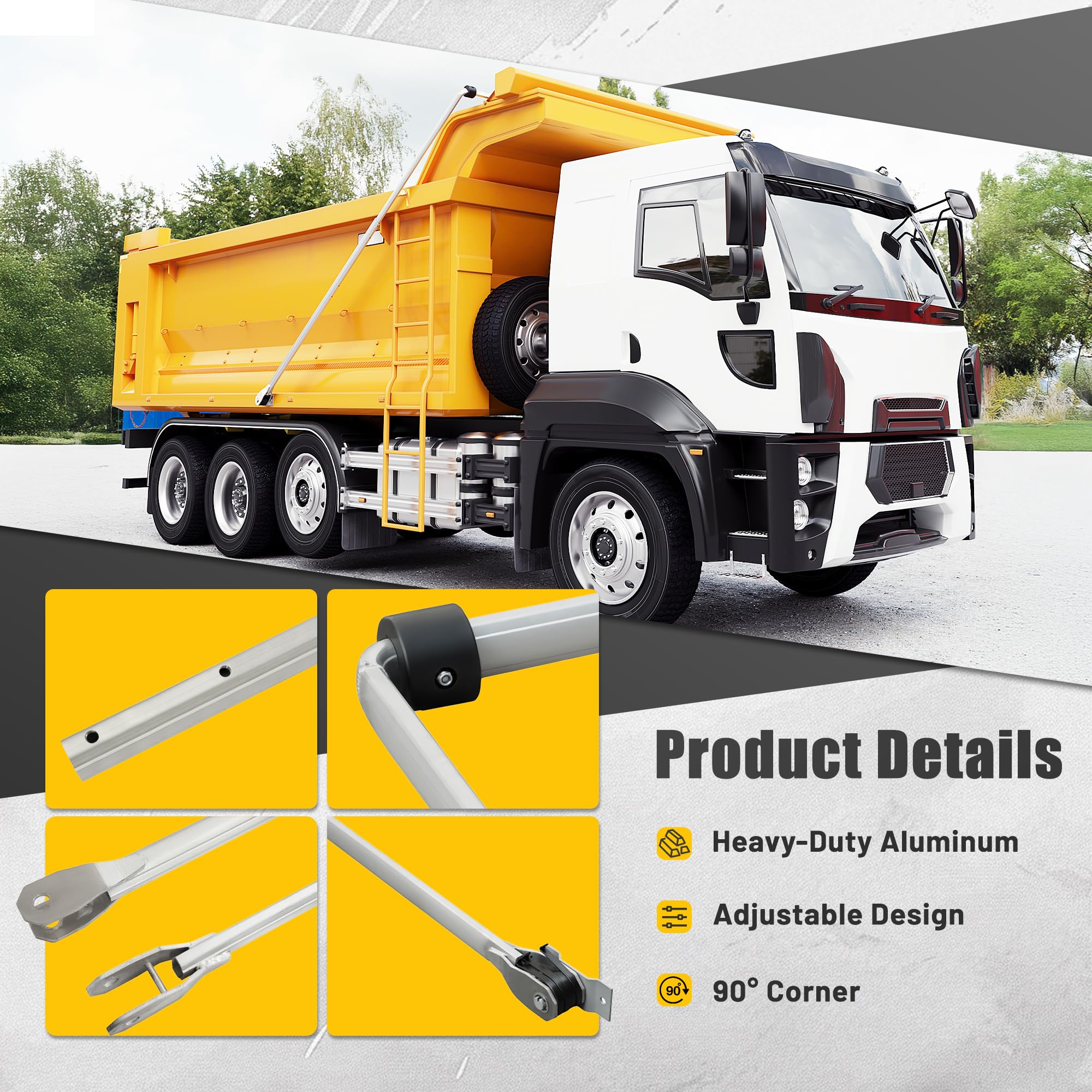 Dump Truck Tarp Arm Kit for Truck Trailer Up to 24 ft 4 Spring Silvery