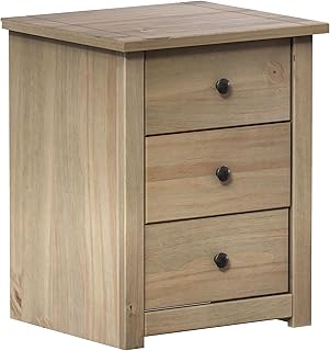 Vida Designs Panama Bedside Chest 3 Drawer, Natural Oak
