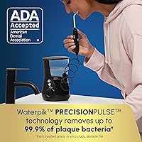 Vista 3 de Waterpik Acuario irrigador dental para limpieza de dientes, encías, aparatos ortopédicos, cuidado dental, energía eléctrica con 10 ajustes, 7