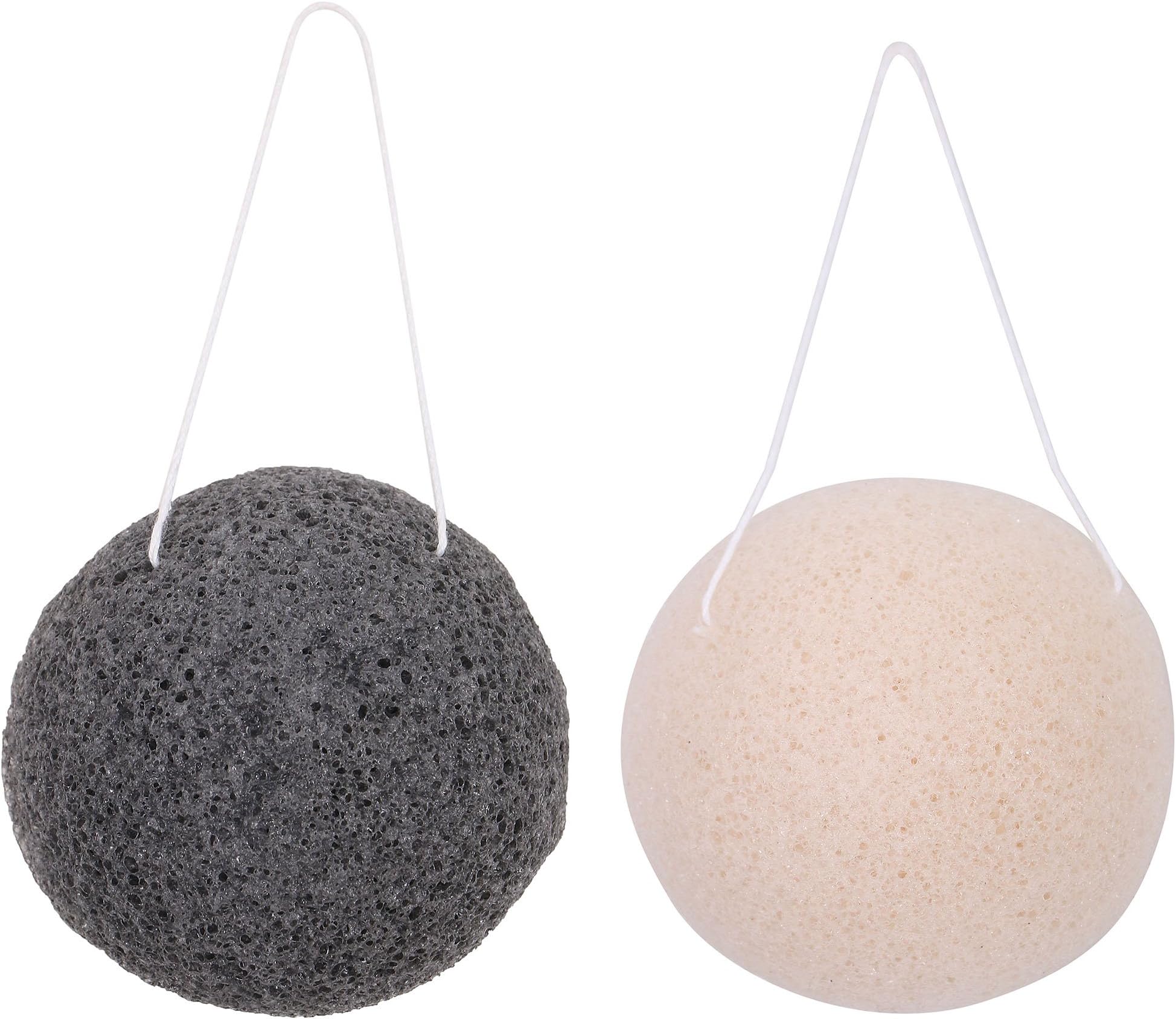 2 Pack Konjac Sponge Remove Difficult Makeup, MoonSteps DeepCleansing Face Sponge Exfoliator for Sensitive, Delicate, Dry Skin, Superior Cleansing Natural Konjac Facial Sponge for Beauty Girl