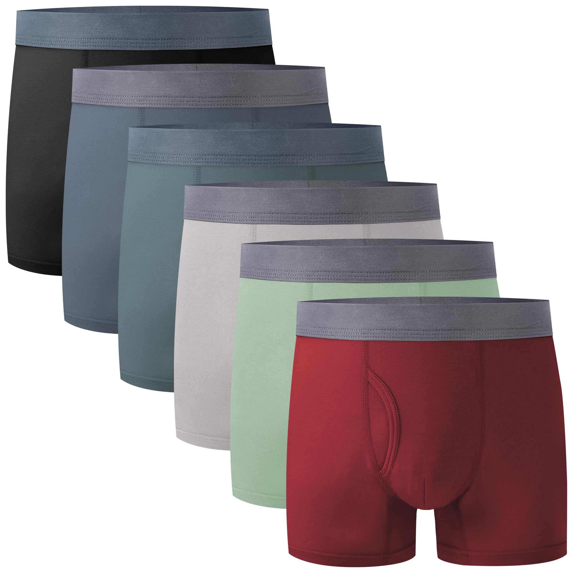 BAMBOO COOL Boys Boxer Briefs 6-18Y Underwear Moisture-Wicking Lightweight and Ultra Soft 6-Pack