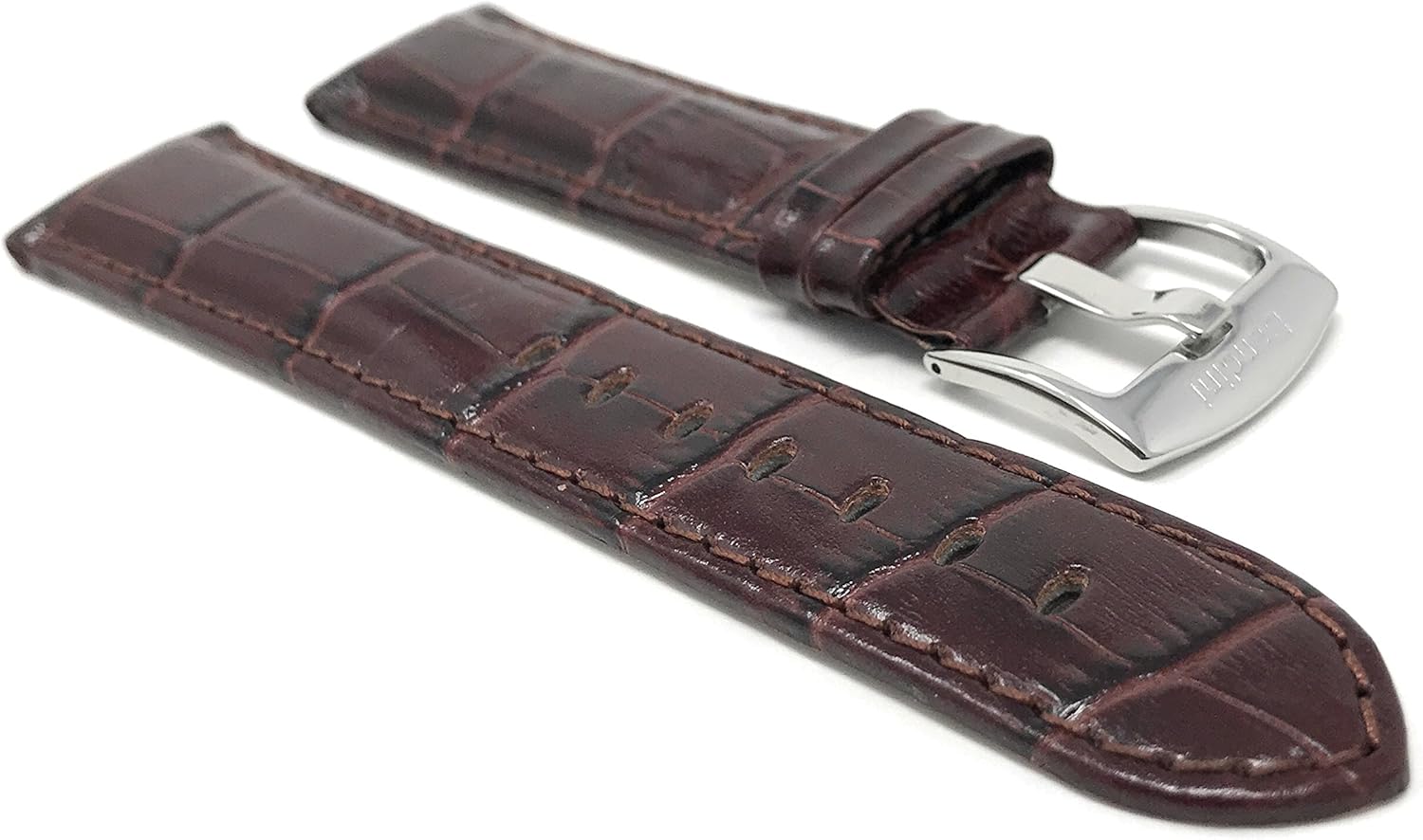 Bandini 20mm Mens Leather Watch Band - Brown Watch Strap - Alligator Pattern