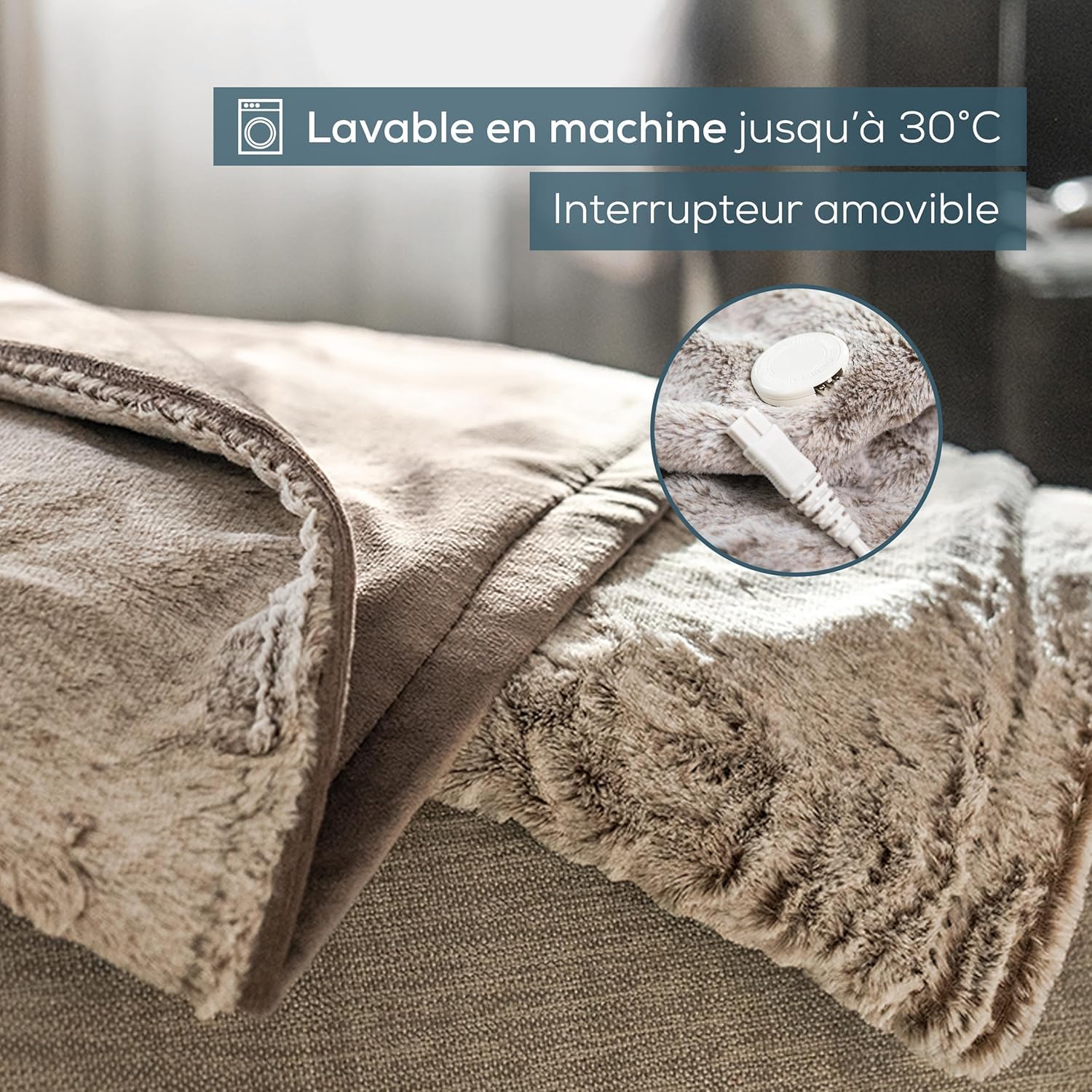 Beurer HD 150 XXL Nordic couverture chauffante électrique avec arrêt automatique, 200 x 150 cm, 6 réglages de température, lavable en machine, couverture confortable en apparence de fourrure