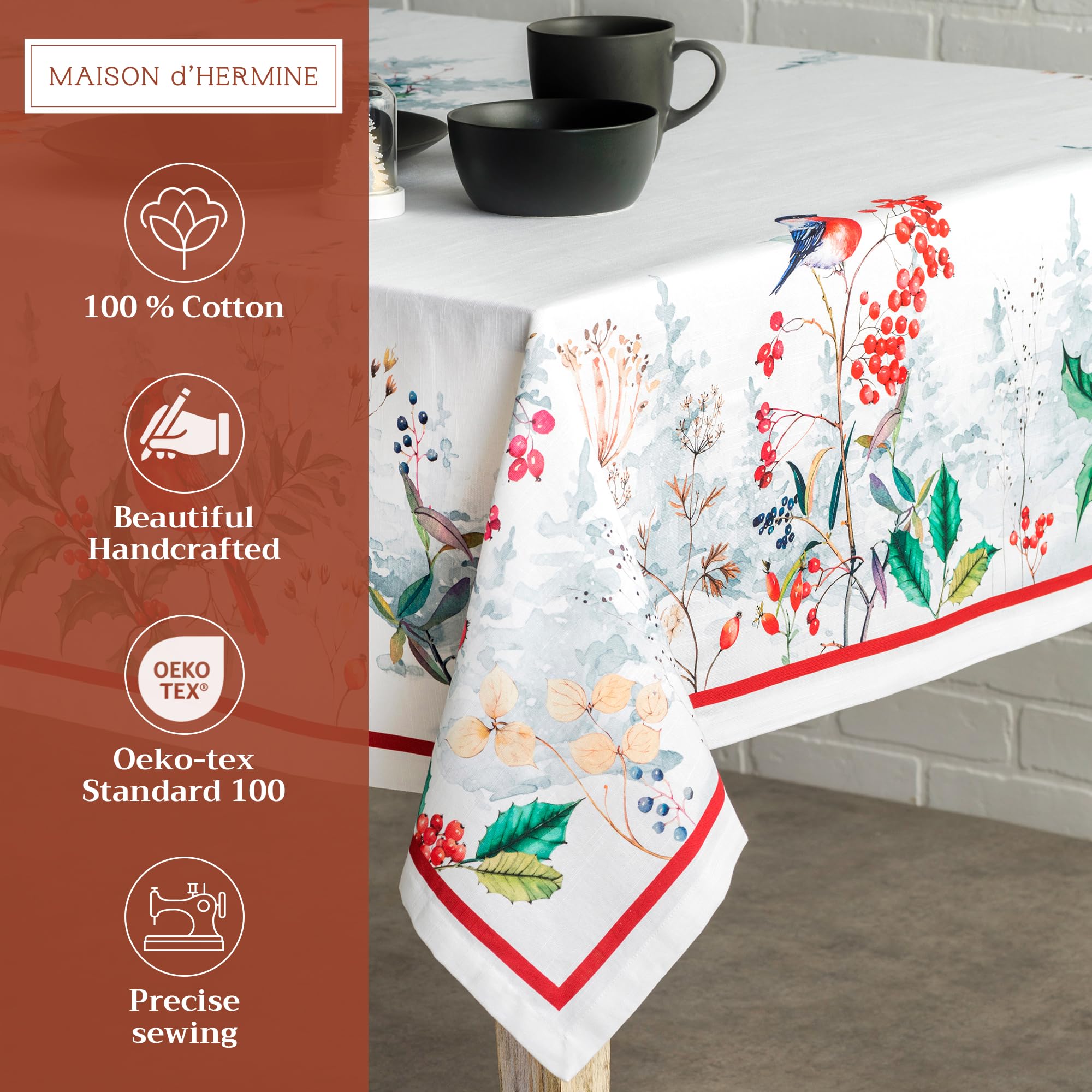Maison d'Hermine Crystal Star 100% katoenen tafelkleed voor keuken | Diner | Tafelblad | Decoratiefeesten | Bruiloften | Thanksgiving/Kerstmis ( rechthoek, 160 cm x 220 cm) Moederdag