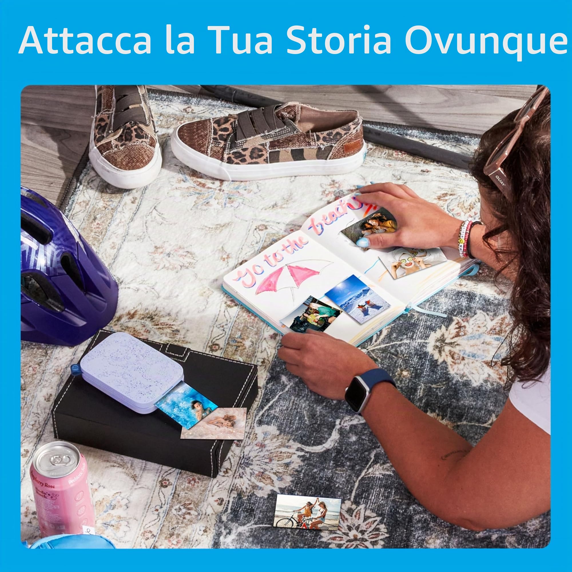 HP Sprocket Stampante fotografica istantanea portatile 2x3 pollici (Viola) Album di ritagli pacchetto